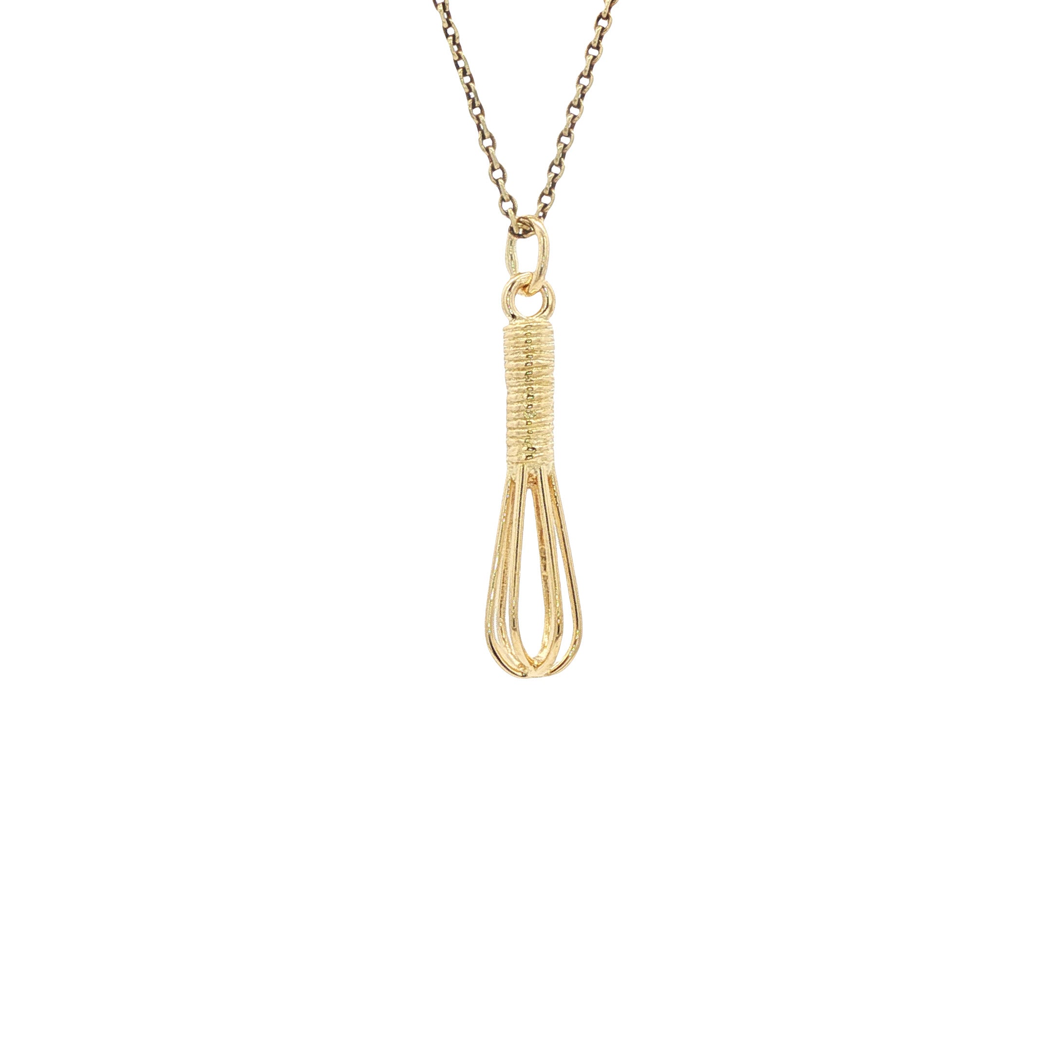 14 kt gold whisk pendant
