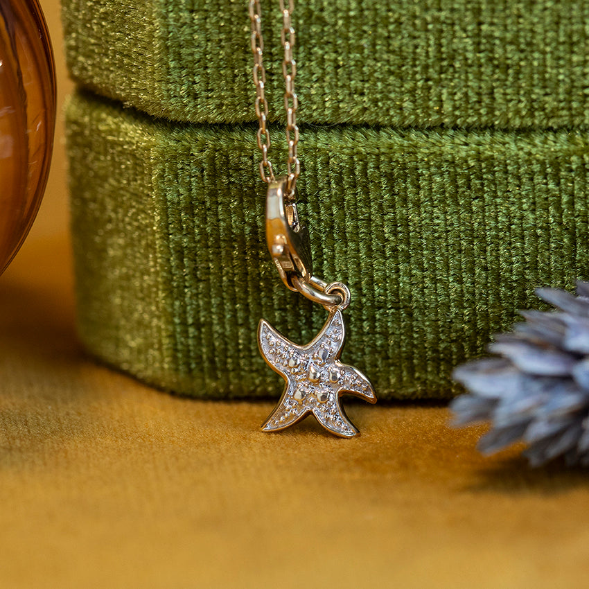 Bicolour gouden zeester hanger 14 kt