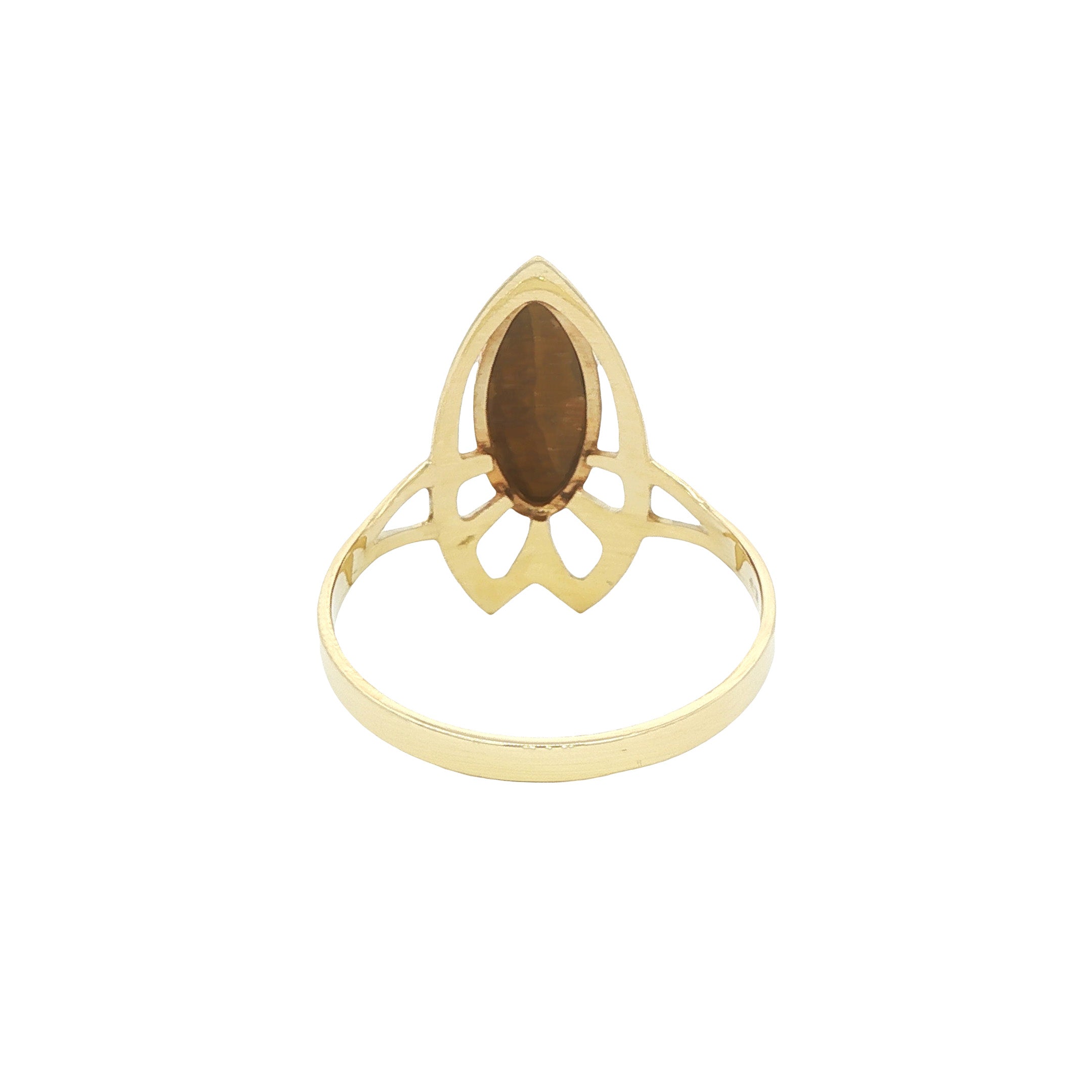 Vintage gold ring with tiger's eye, 14 kt