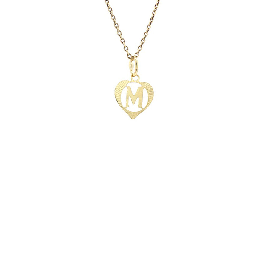 14 kt gold heart pendant with letter M