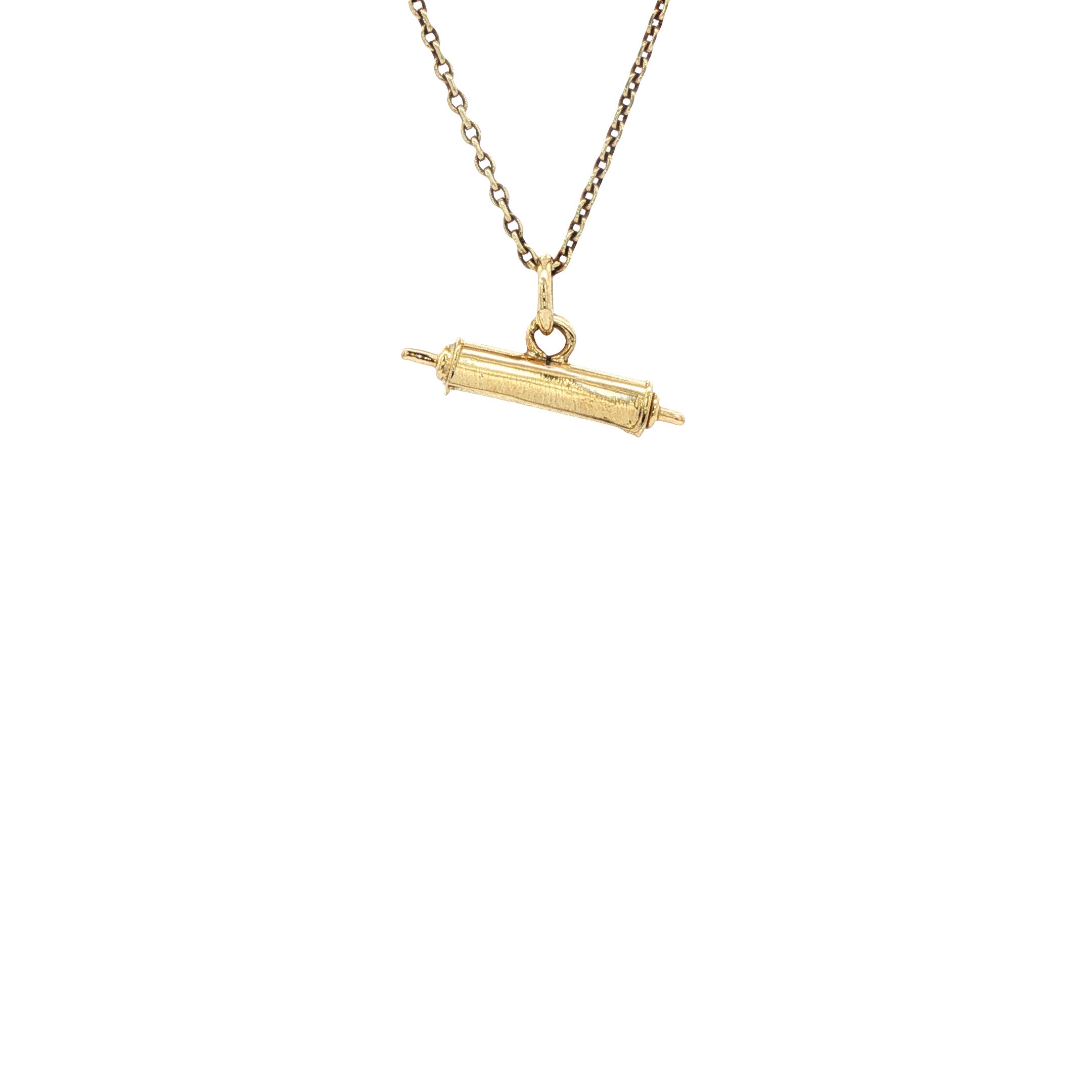 Gouden vintage deegroller hanger 14 kt