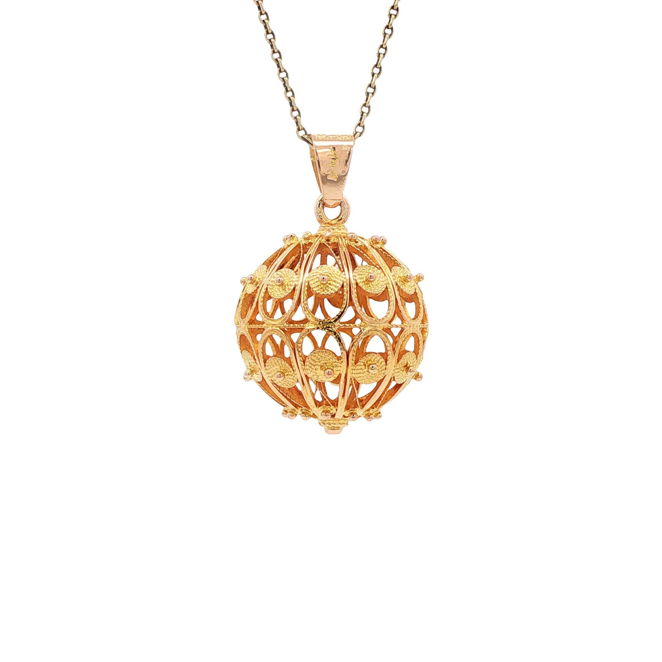 Gouden vintage filigraan hanger 14 kt