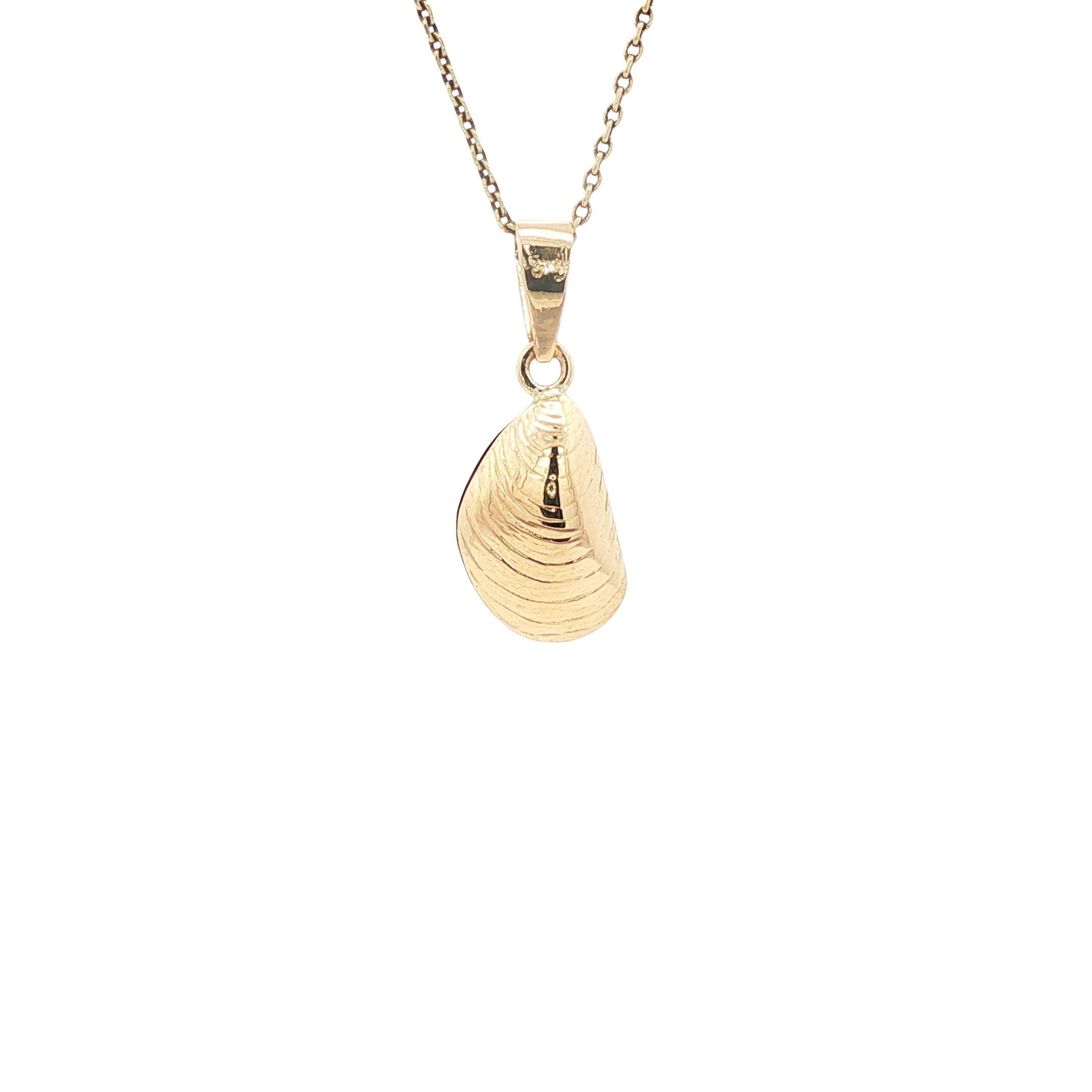 Gouden vintage schelp hanger 14 kt