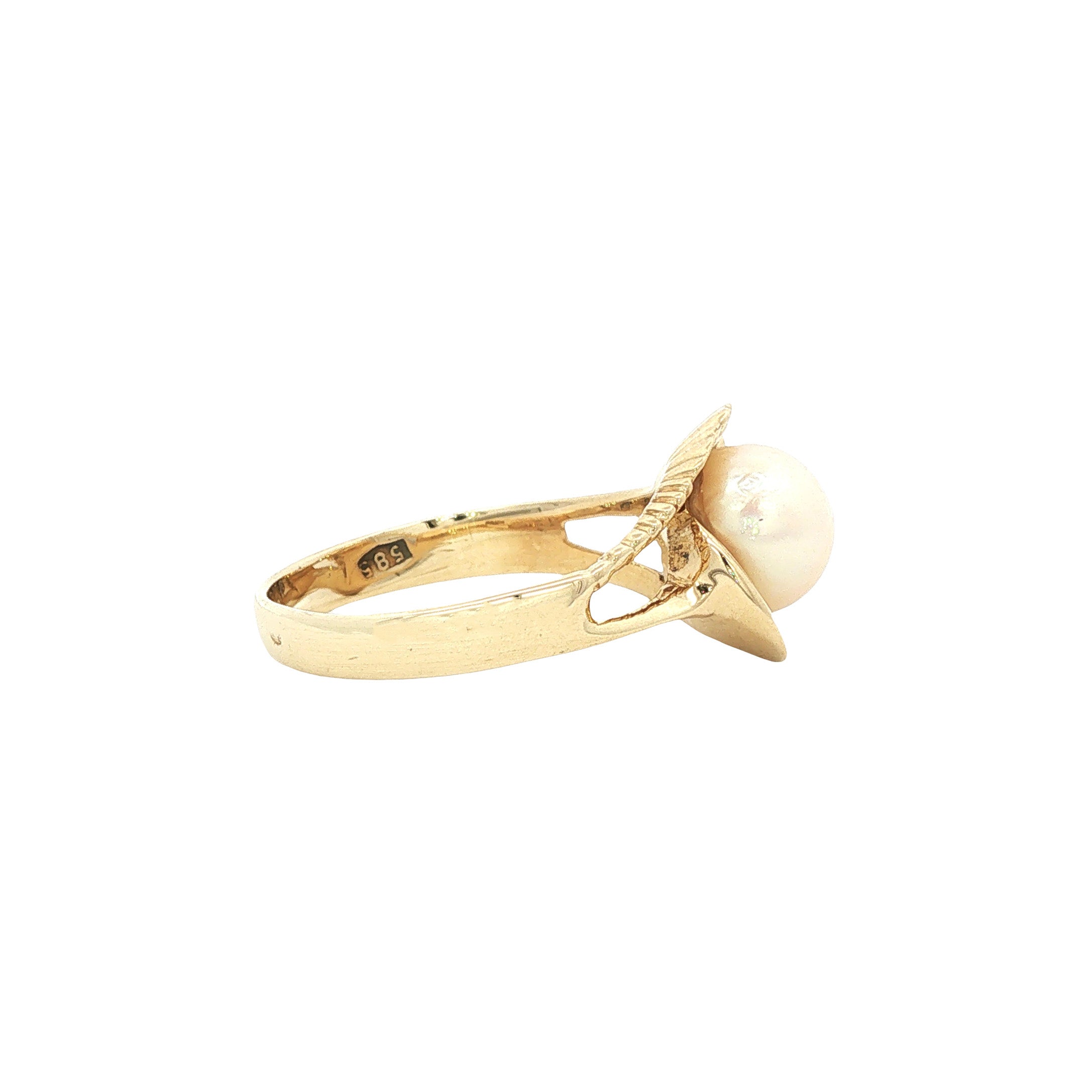 Gouden vintage ring met parel 14 kt