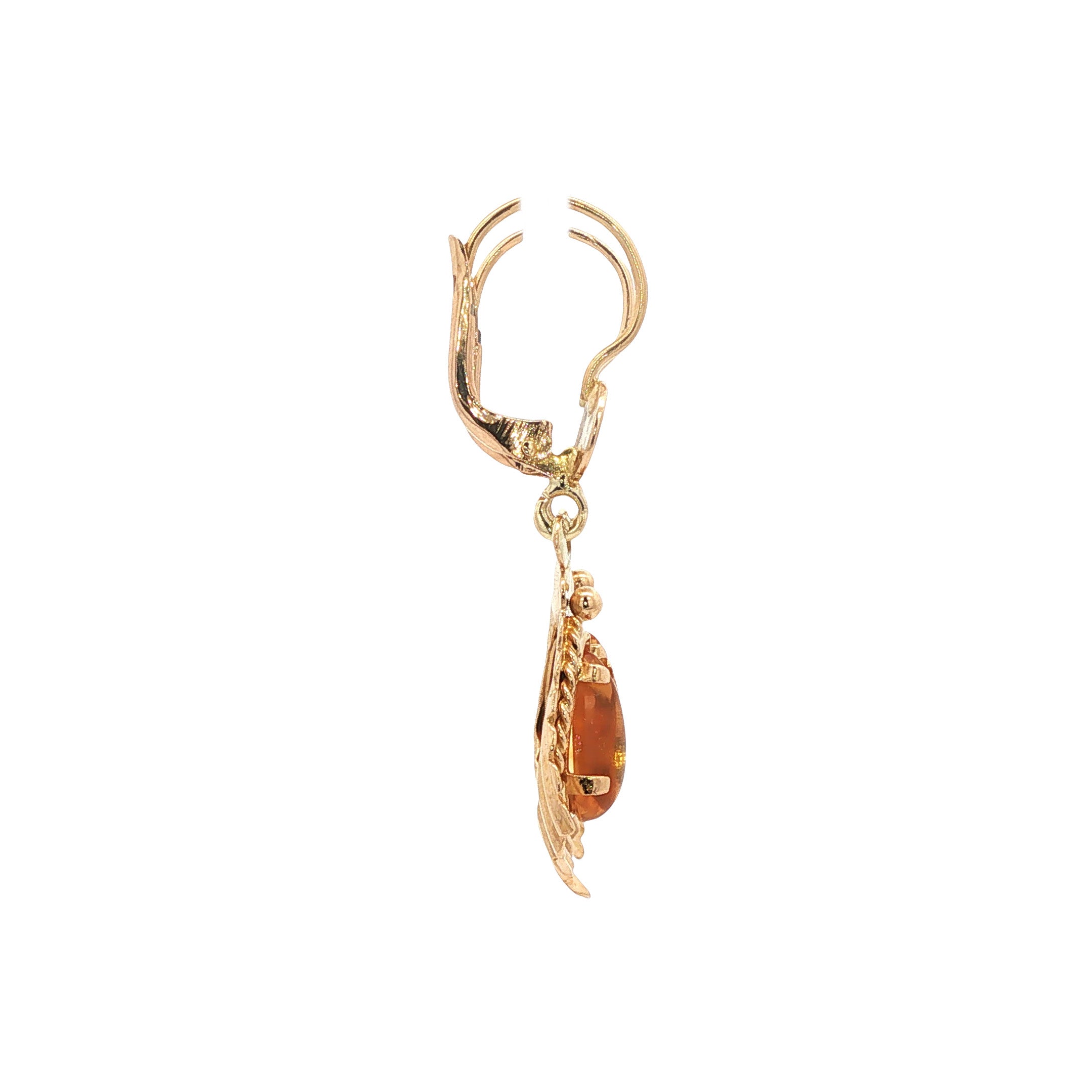 Gouden vintage oorhangers met citrien 18 kt