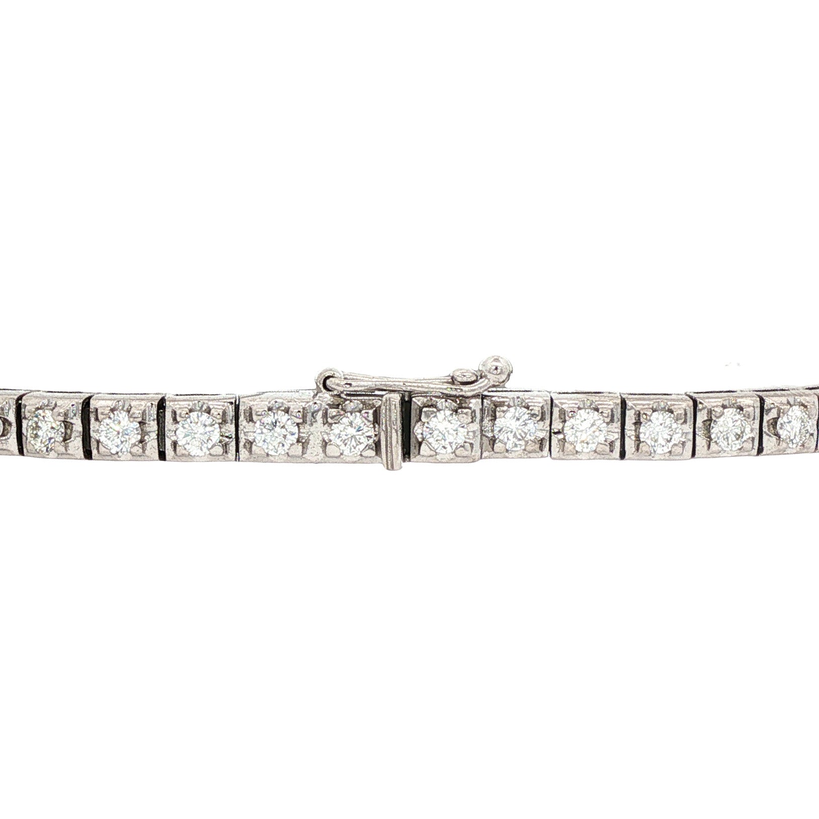 14 kt white gold vintage tennis bracelet with diamond