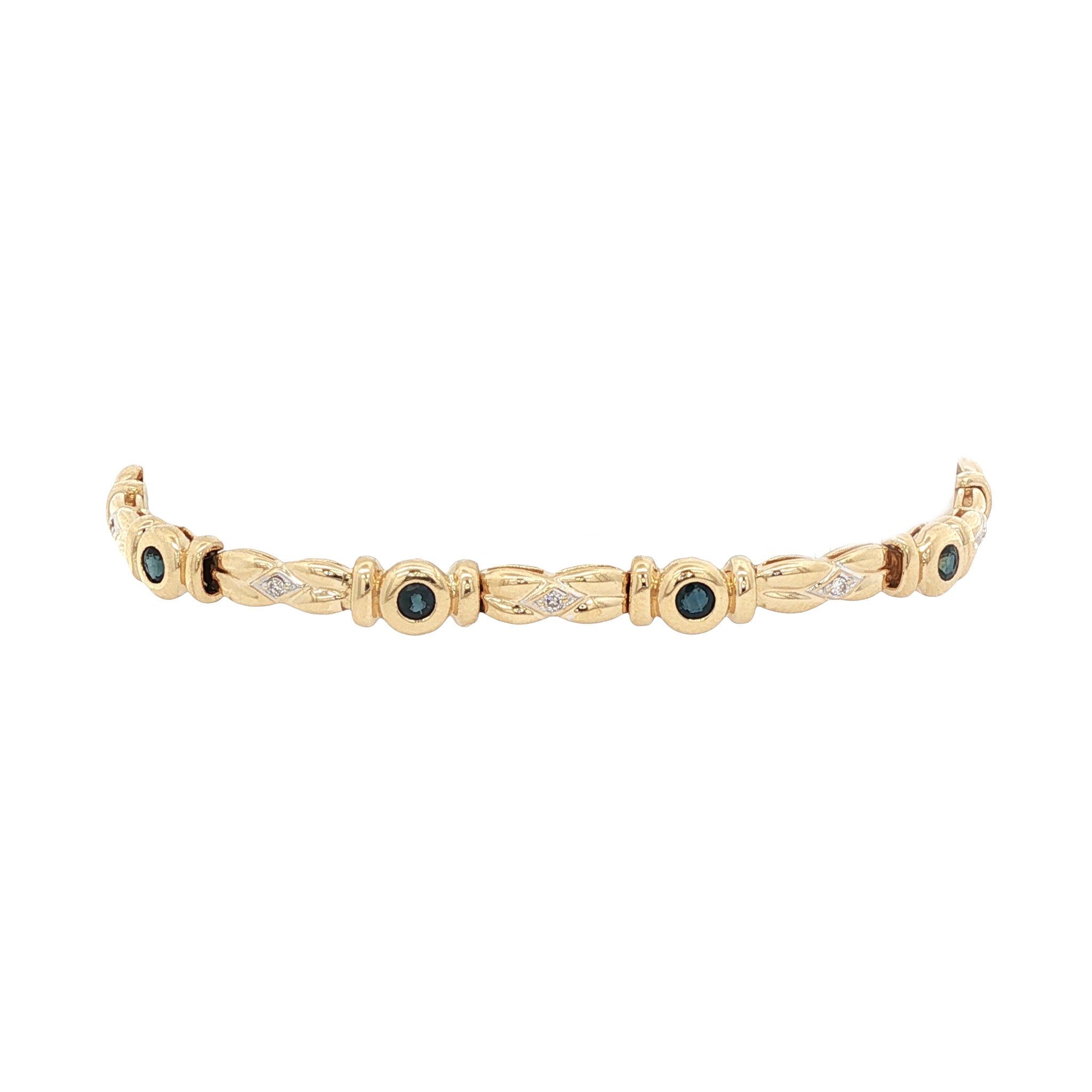 Gold bracelet with sapphire and diamond 14 kt