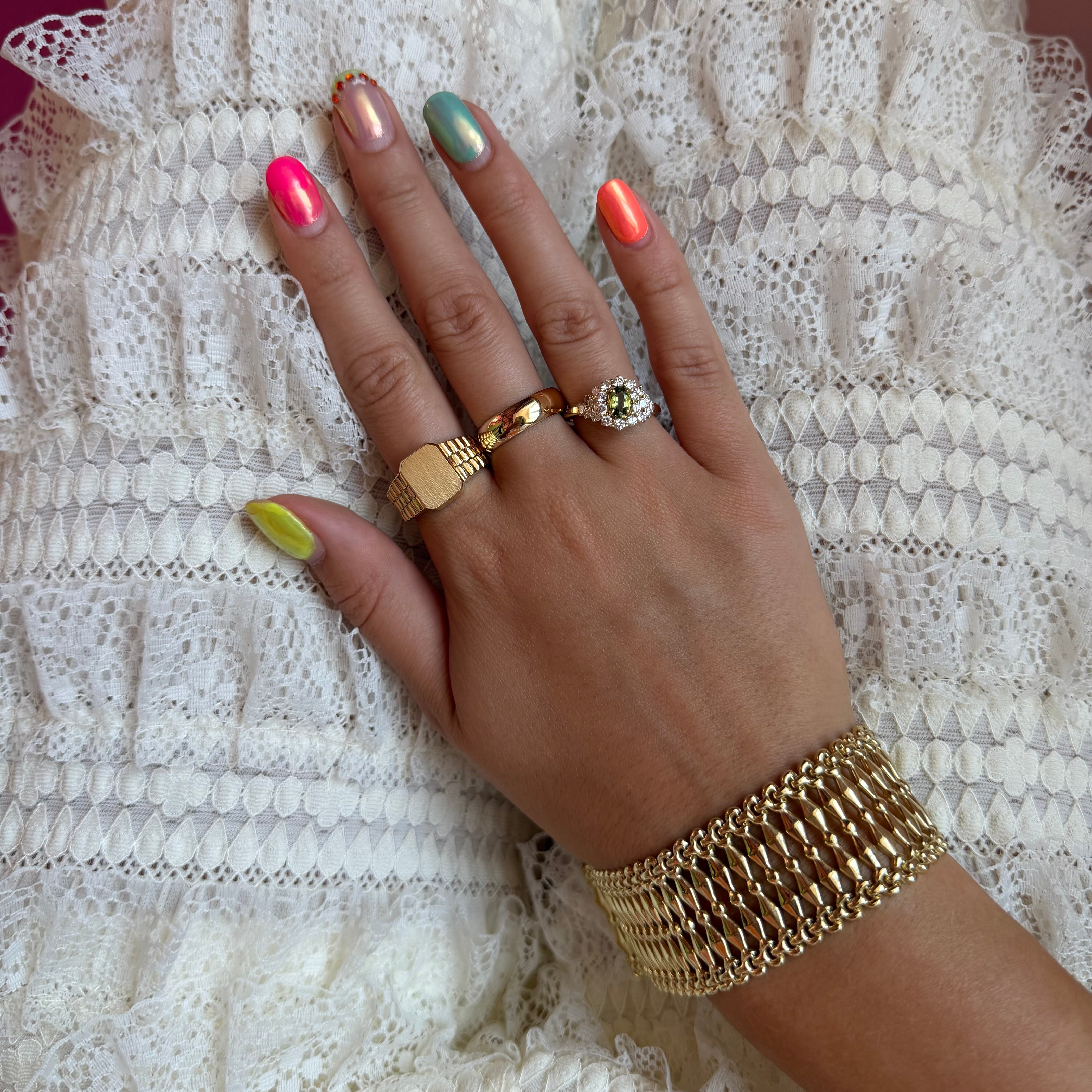 Gouden vintage gladde ring 14 kt
