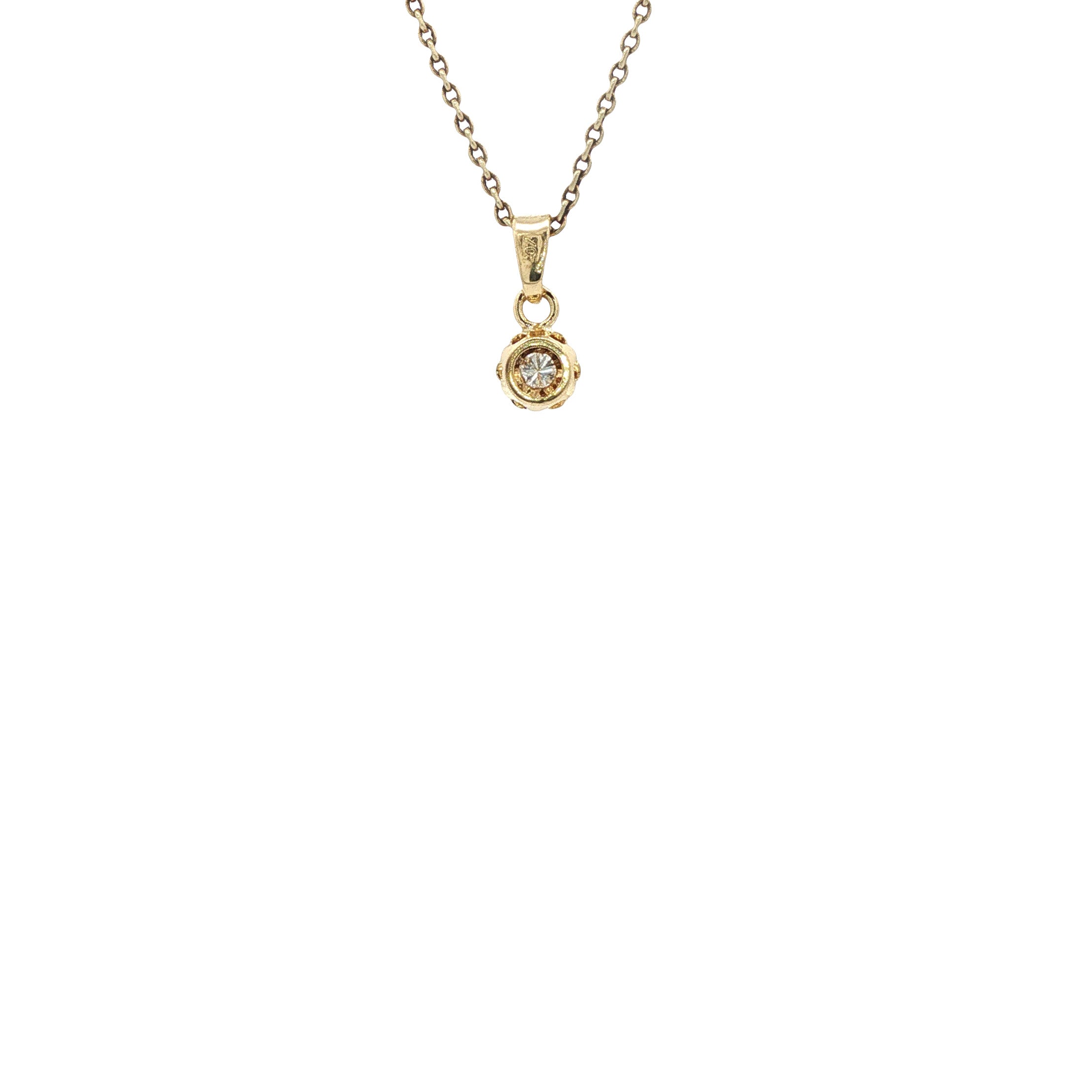 Gouden vintage hanger met diamant 14 kt