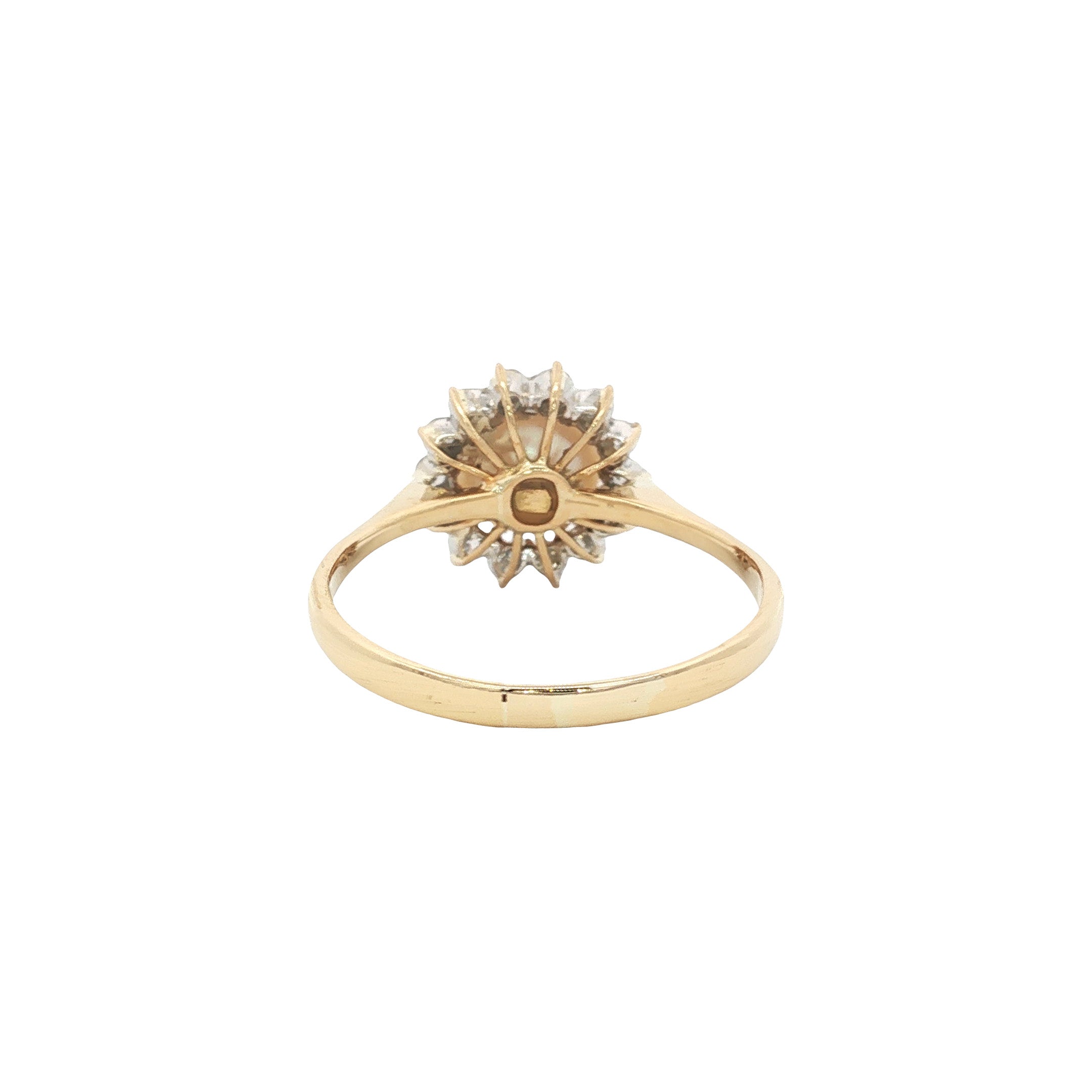 Gold ring with diamond and pearl 18 kt
