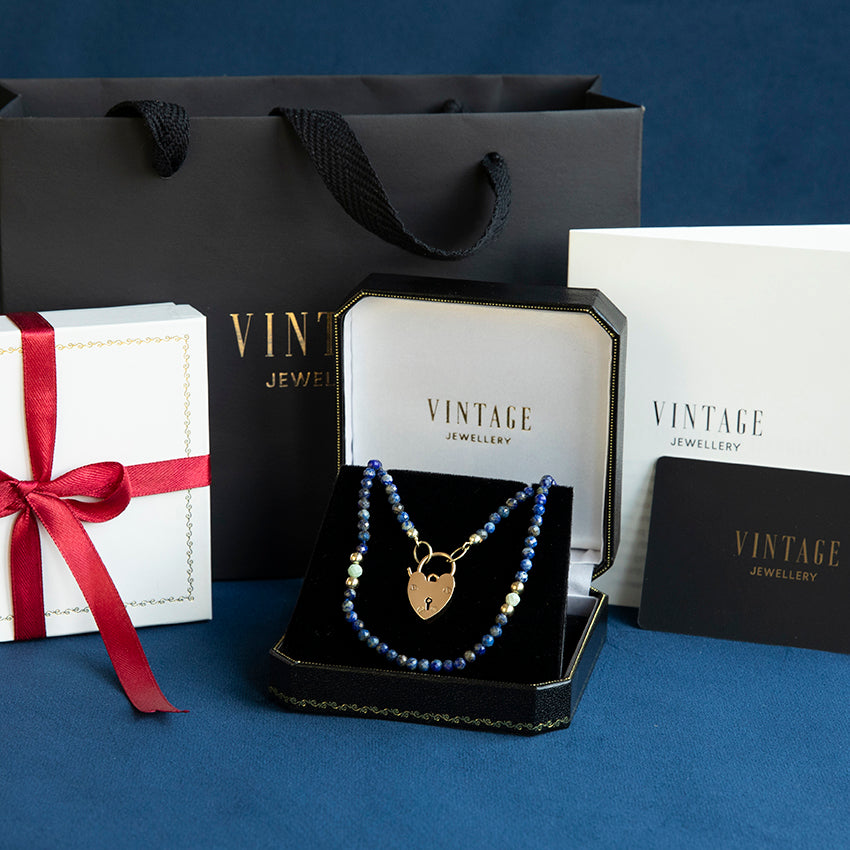 Lapis lazuli necklace with gold clasp 14 kt/ 18 kt