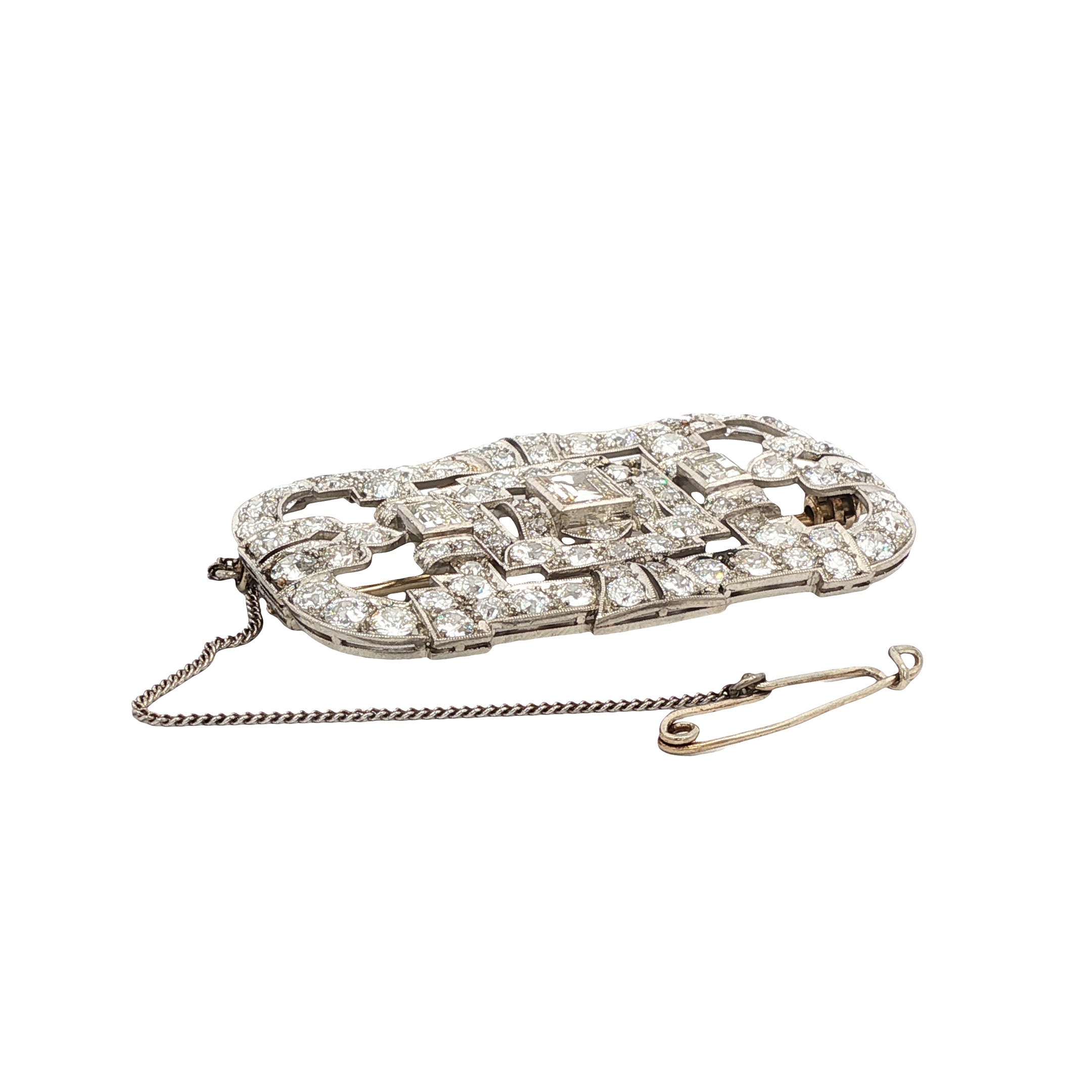 VIntage platina broche met diamant 14 kt/950