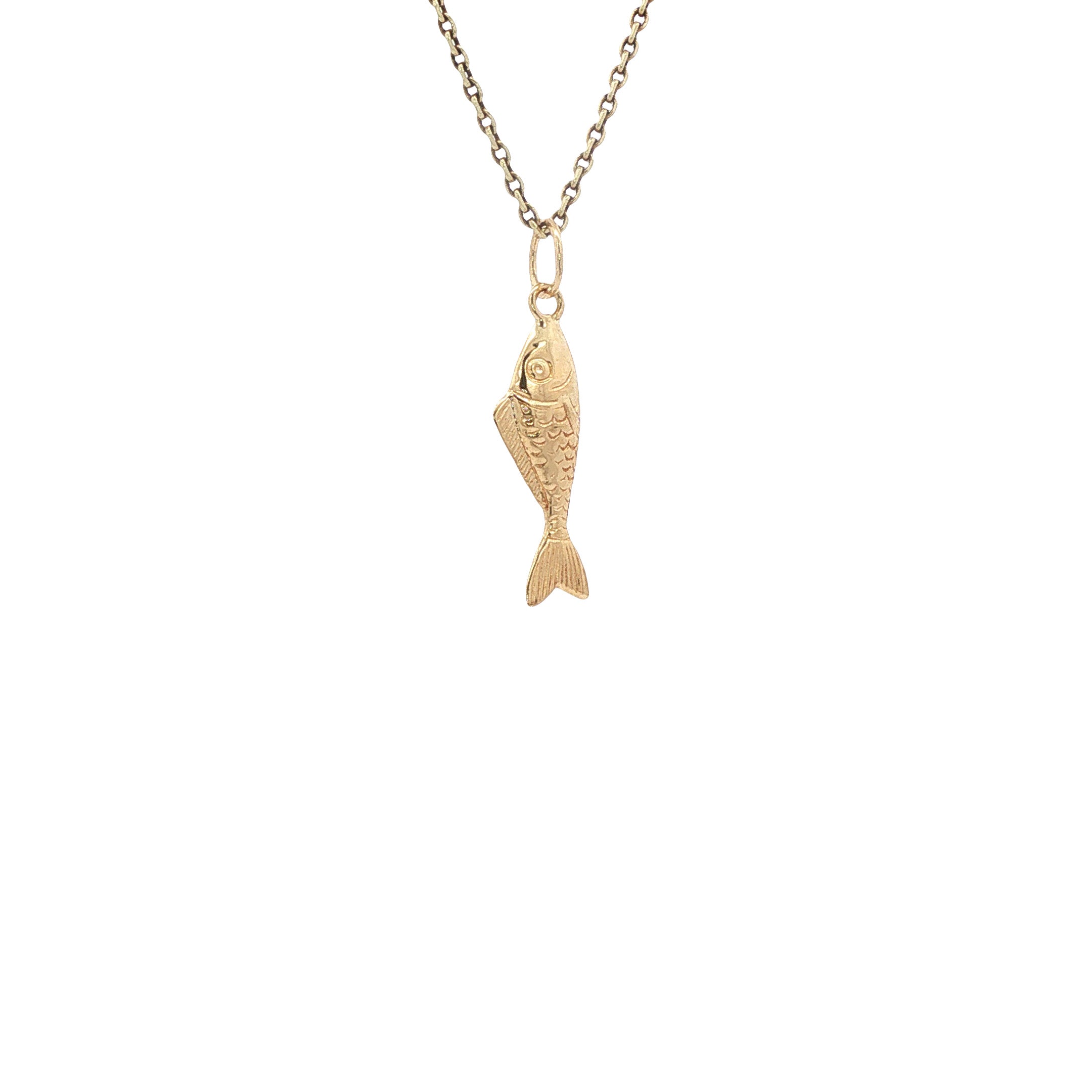 Golden vintage fish pendant 14 kt