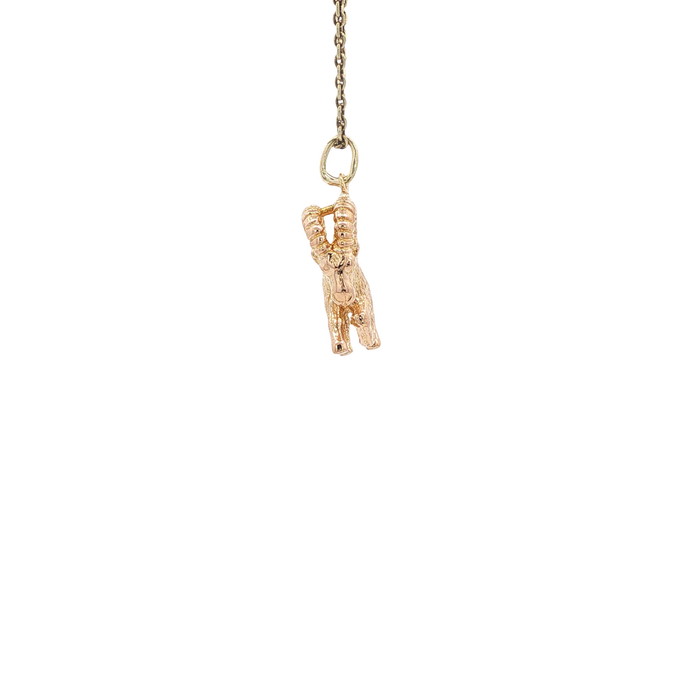 Vintage gold Aries zodiac pendant 14 kt