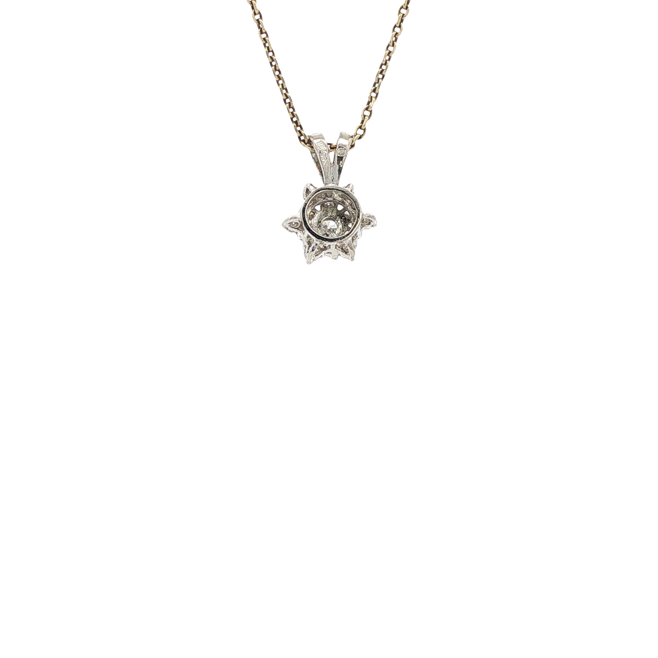 Vintage white gold pendant with diamond, 14 kt