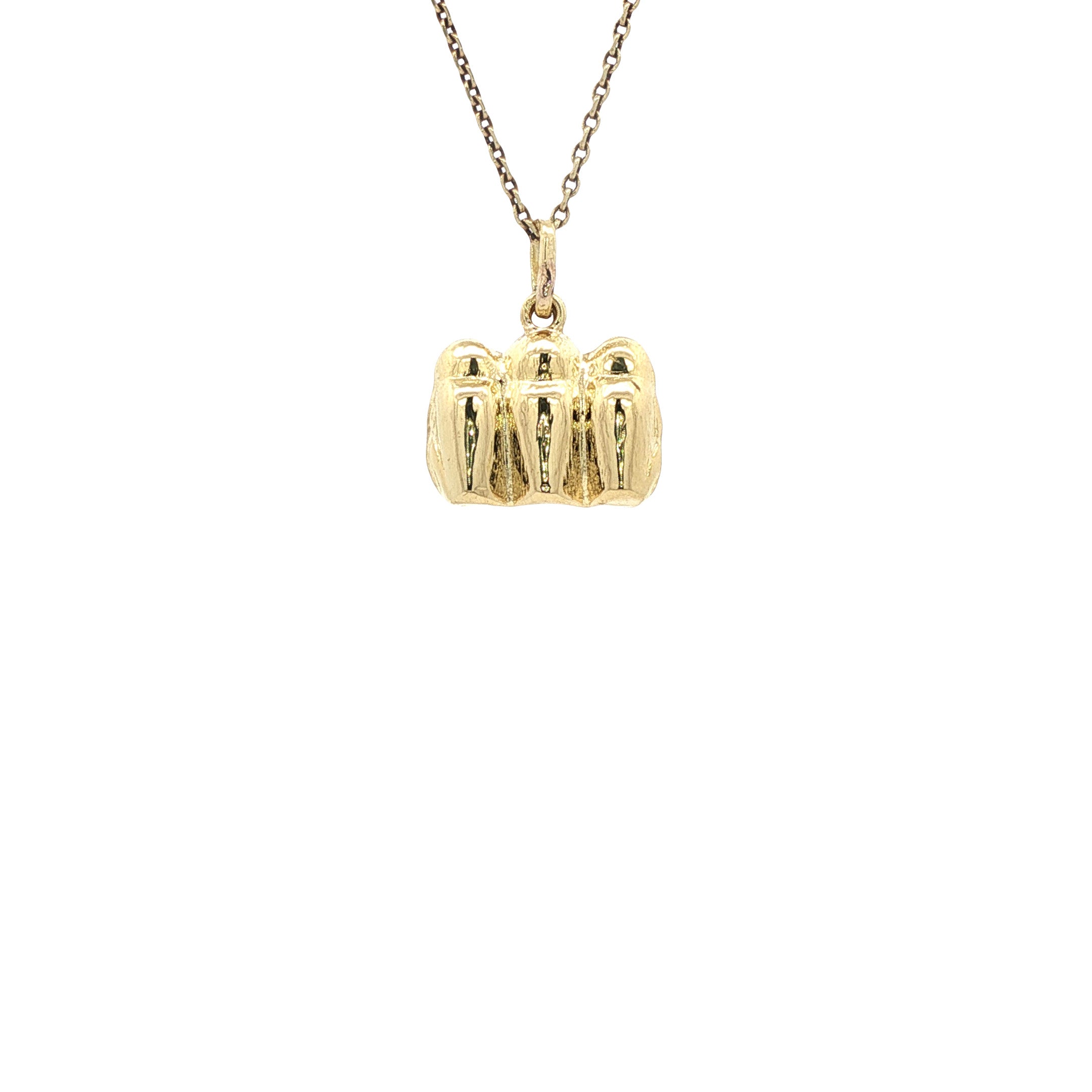 14 kt gold "hear no evil, see no evil, speak no evil" pendant