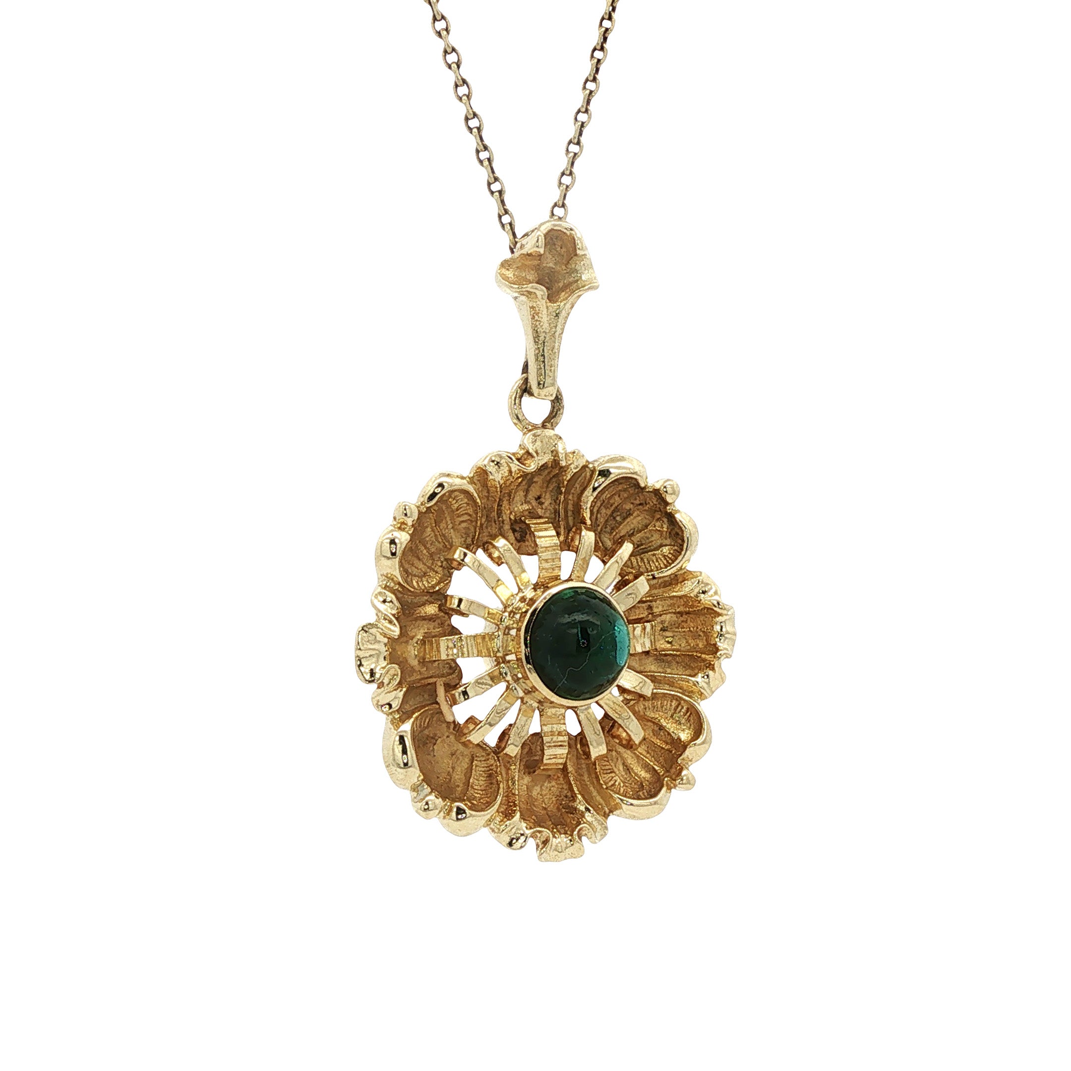 Gouden vintage hanger met toermalijn 14 kt