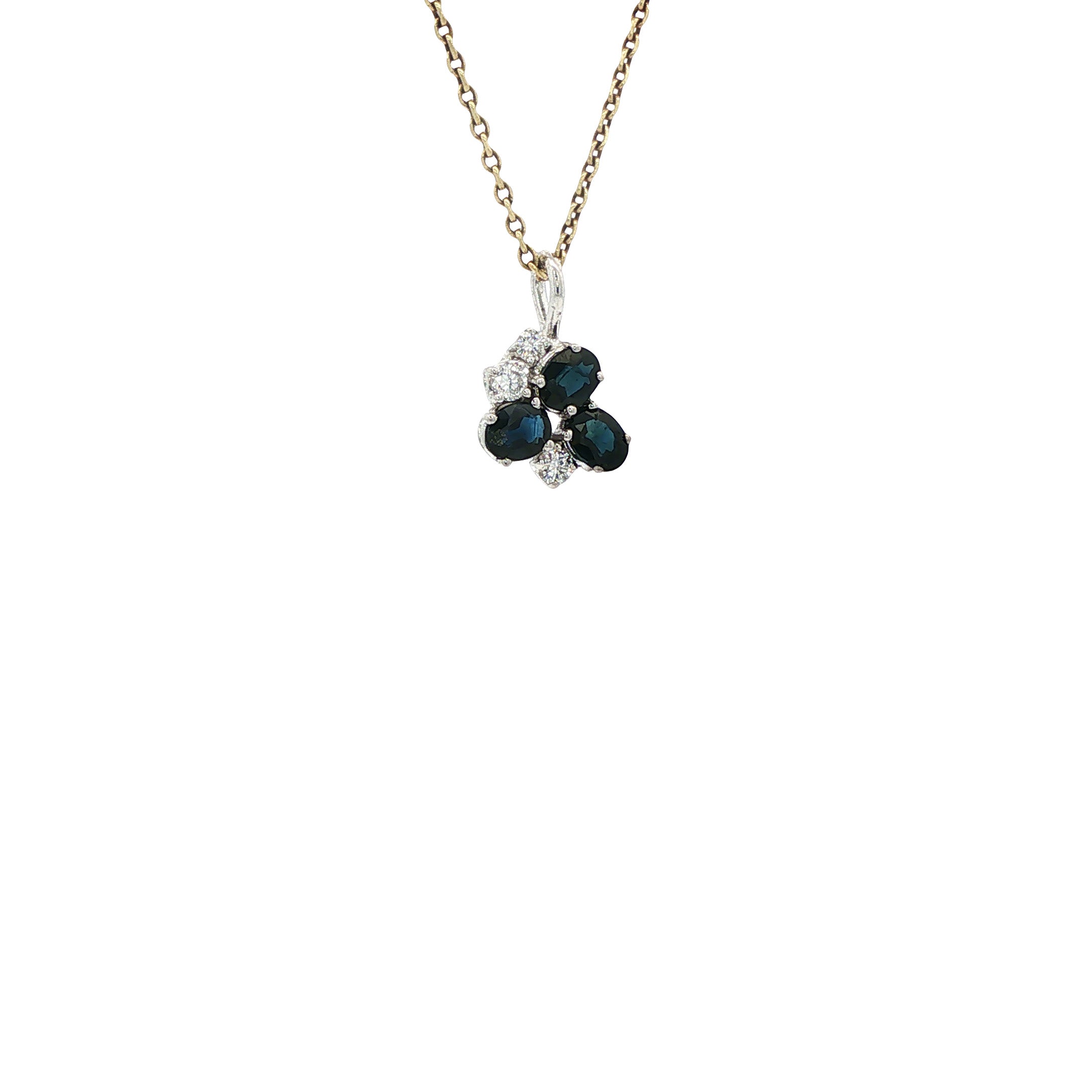 Witgouden vintage hanger met saffier en diamant 14 kt