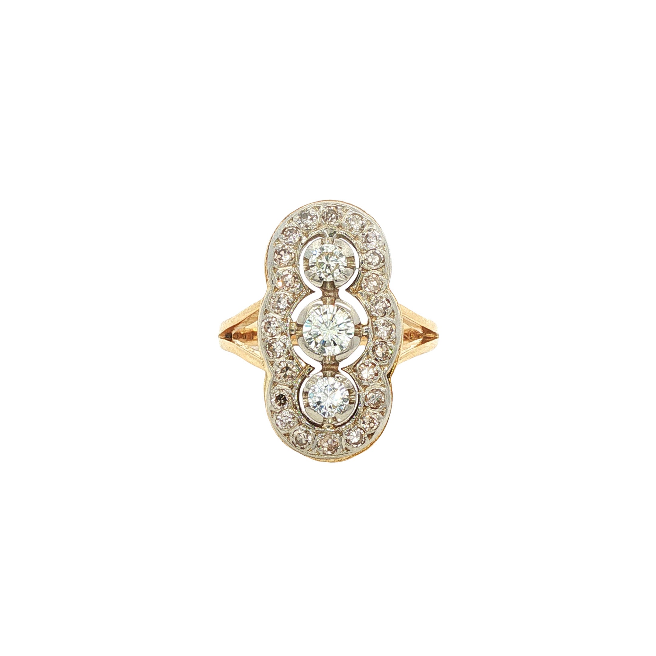 Gouden vintage prinsessen ring met diamant 18 kt