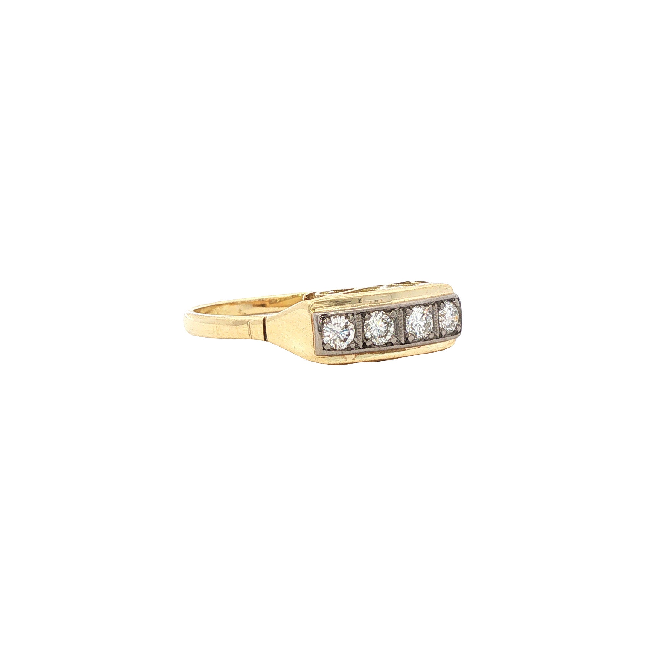 Gouden vintage ring met diamant 14 kt