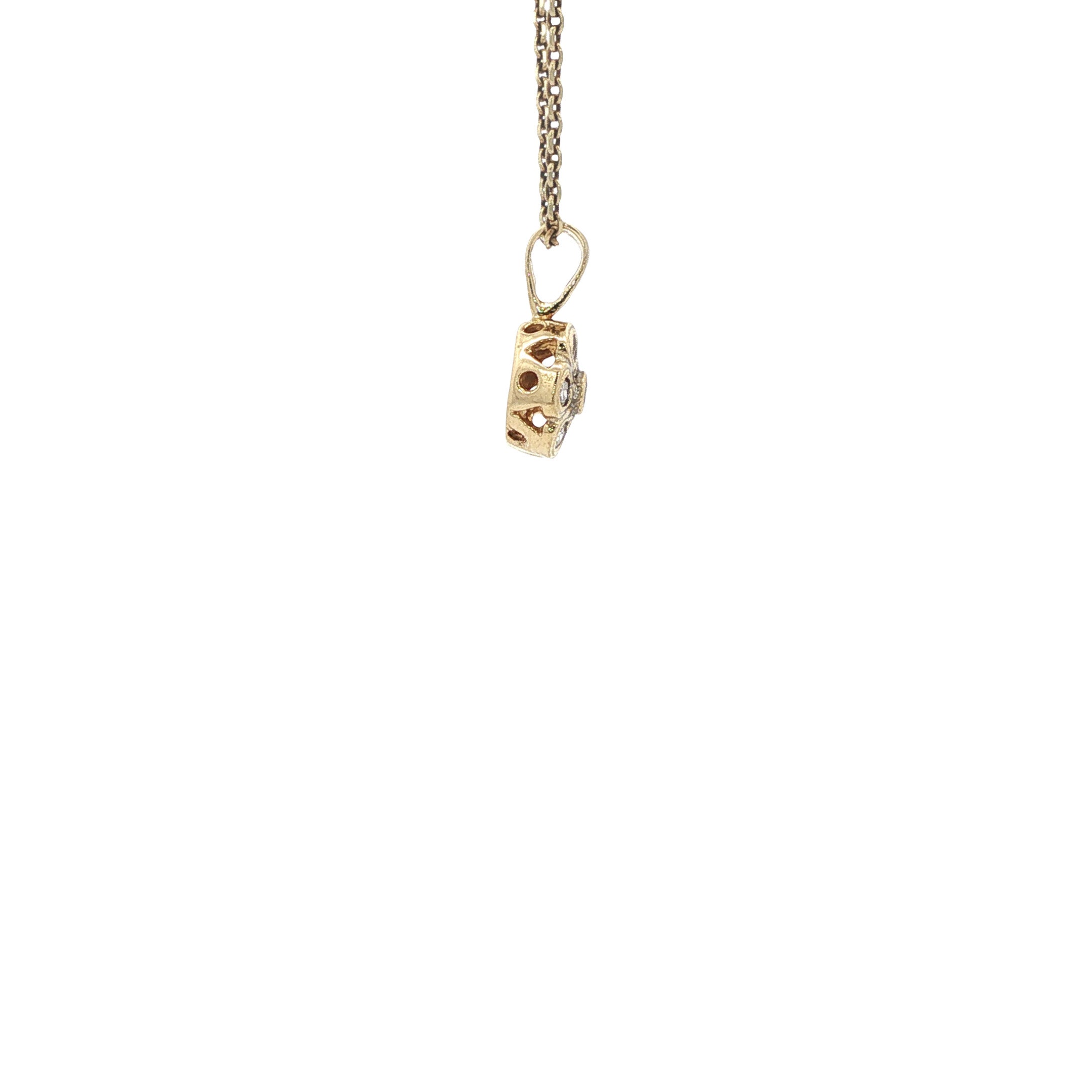 Gouden vintage hanger met diamant 14 kt