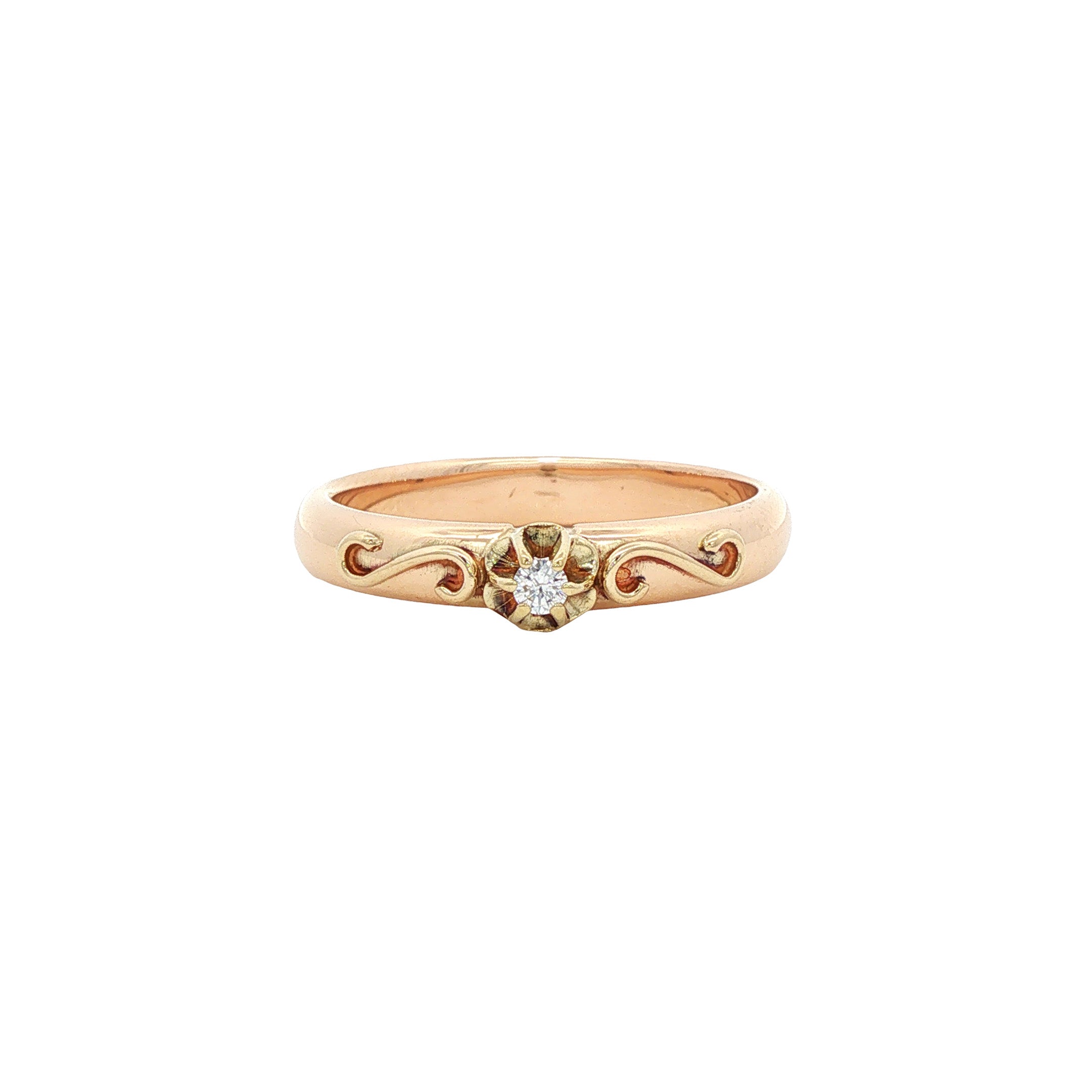Gouden vintage ring met diamant 14 kt