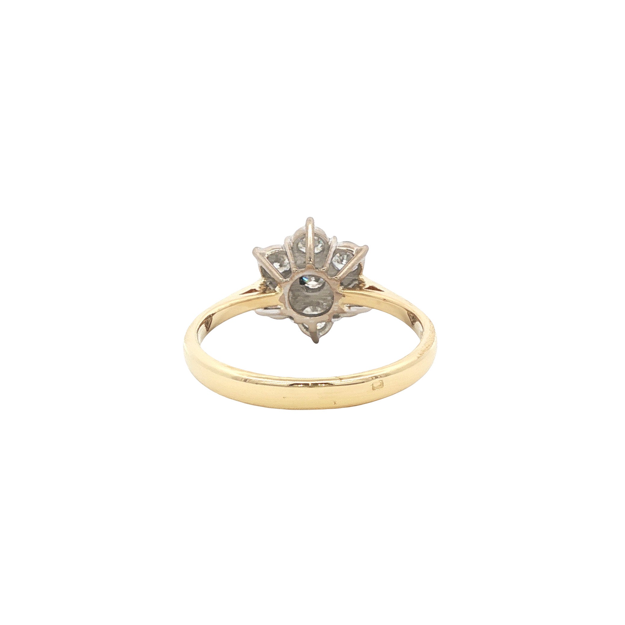 Gouden vintage entourage ring met diamant 18 kt