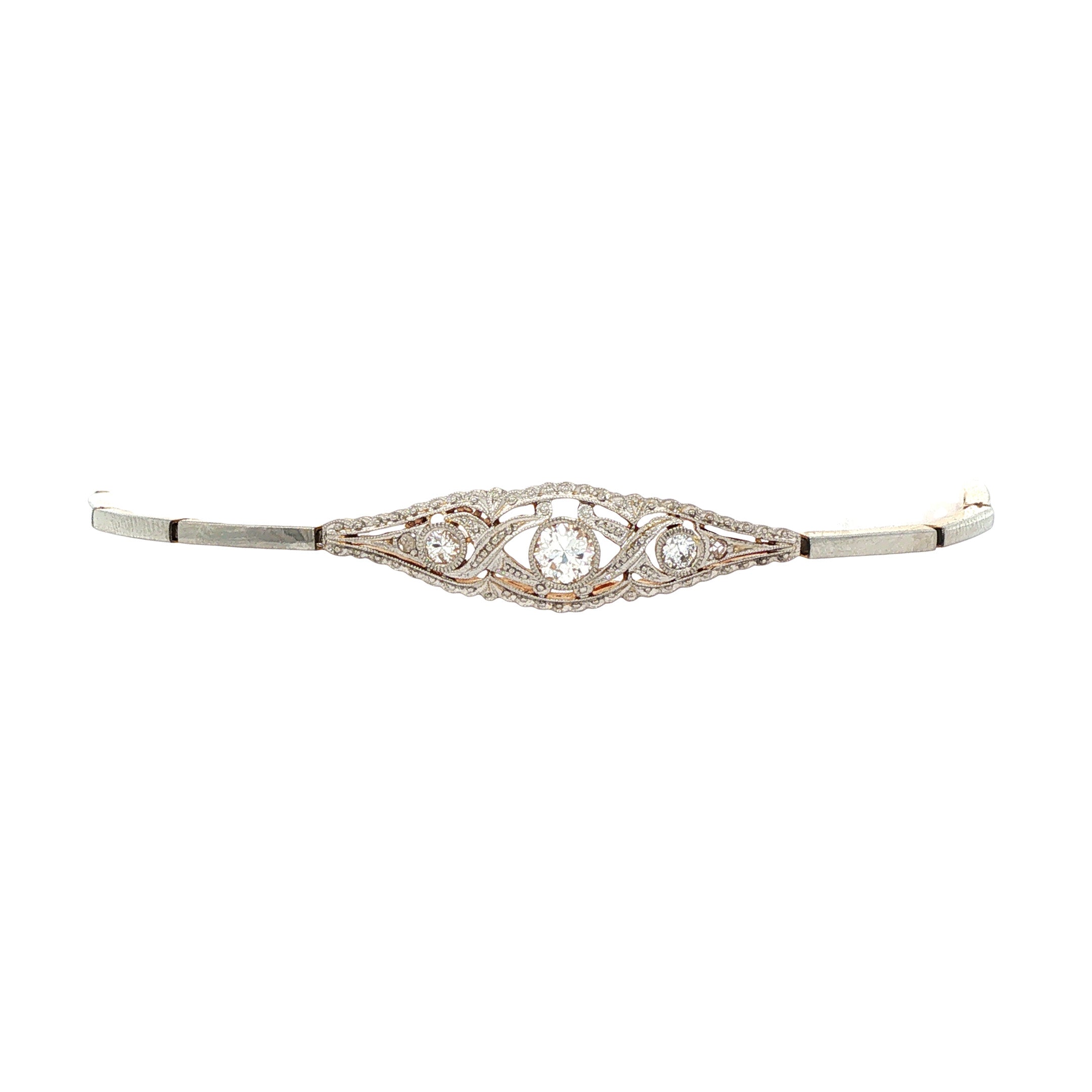 Gouden vintage armband met diamant 14 kt/950