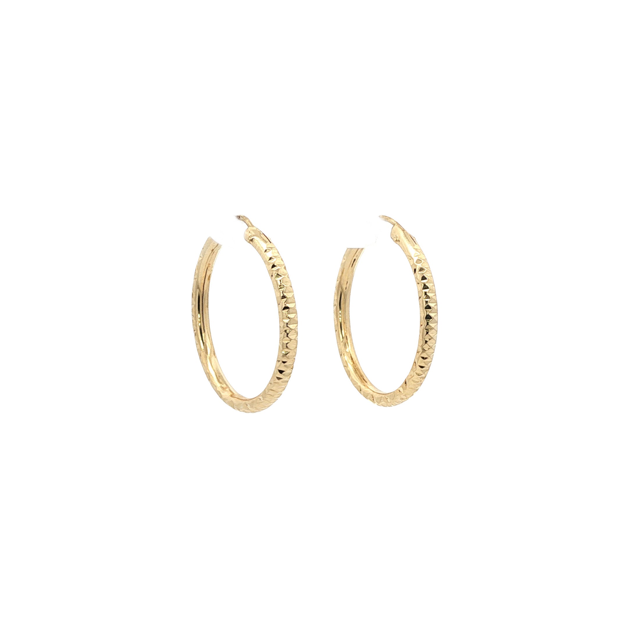 14 kt gold fantasy hoop earrings