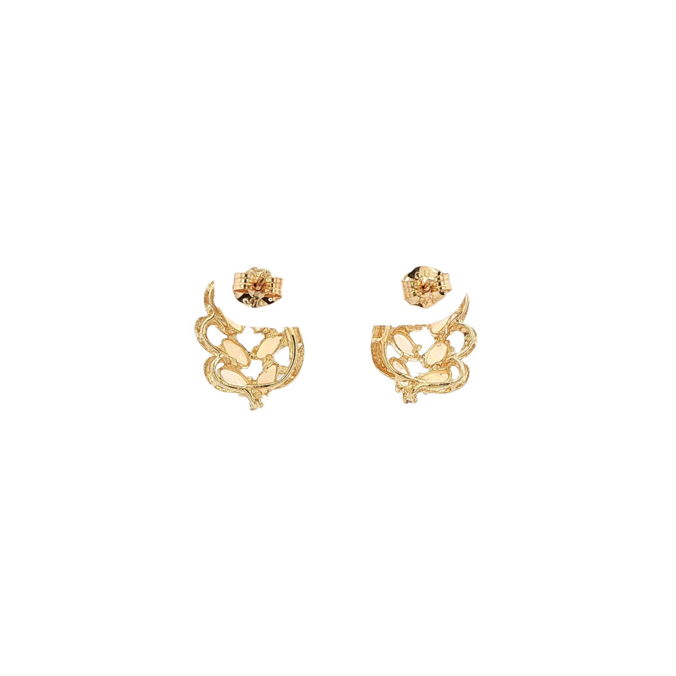 Gouden vintage oorstekers met opaal en zirkonia 14 kt
