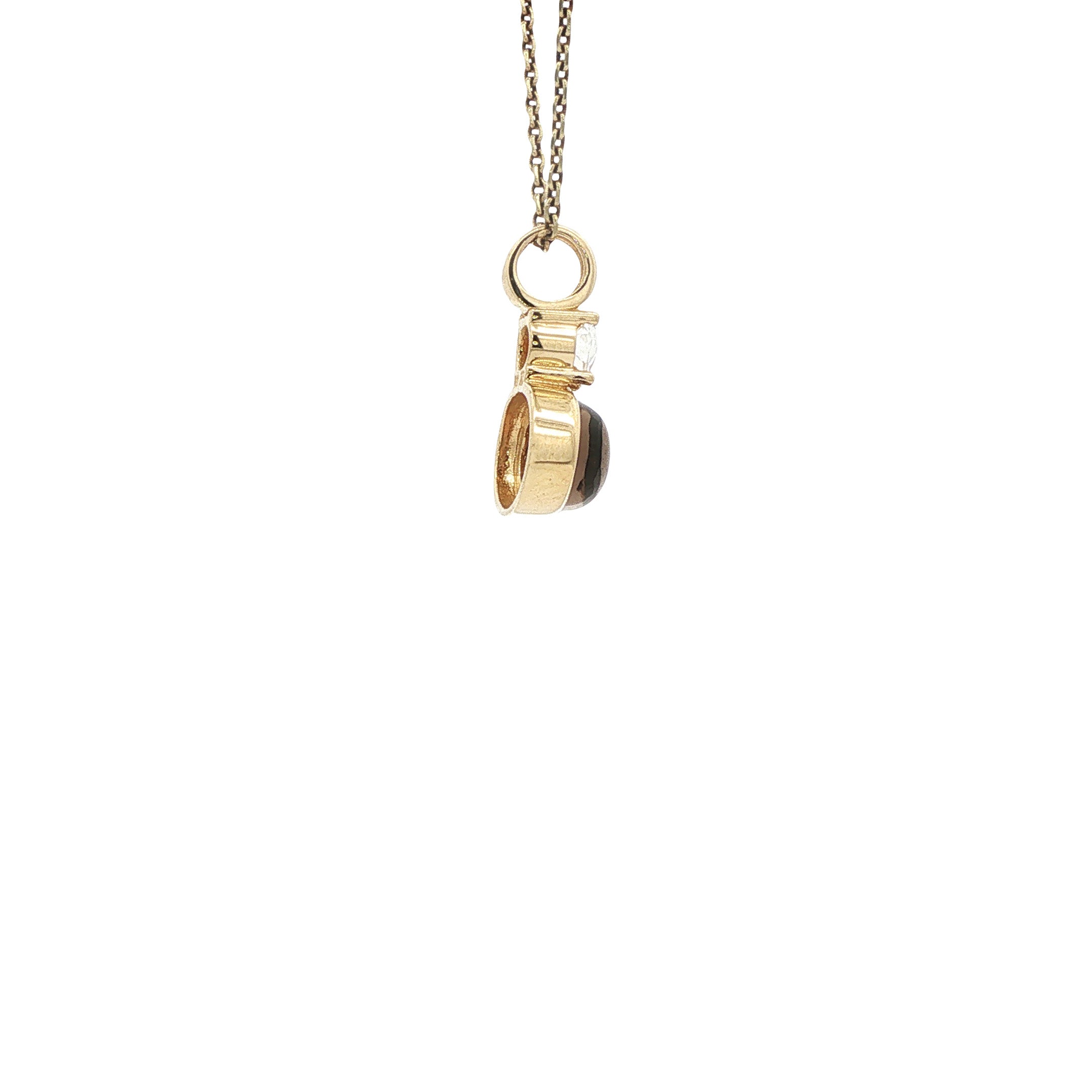 Gouden vintage hanger met rookkwarts en topaas 14 kt