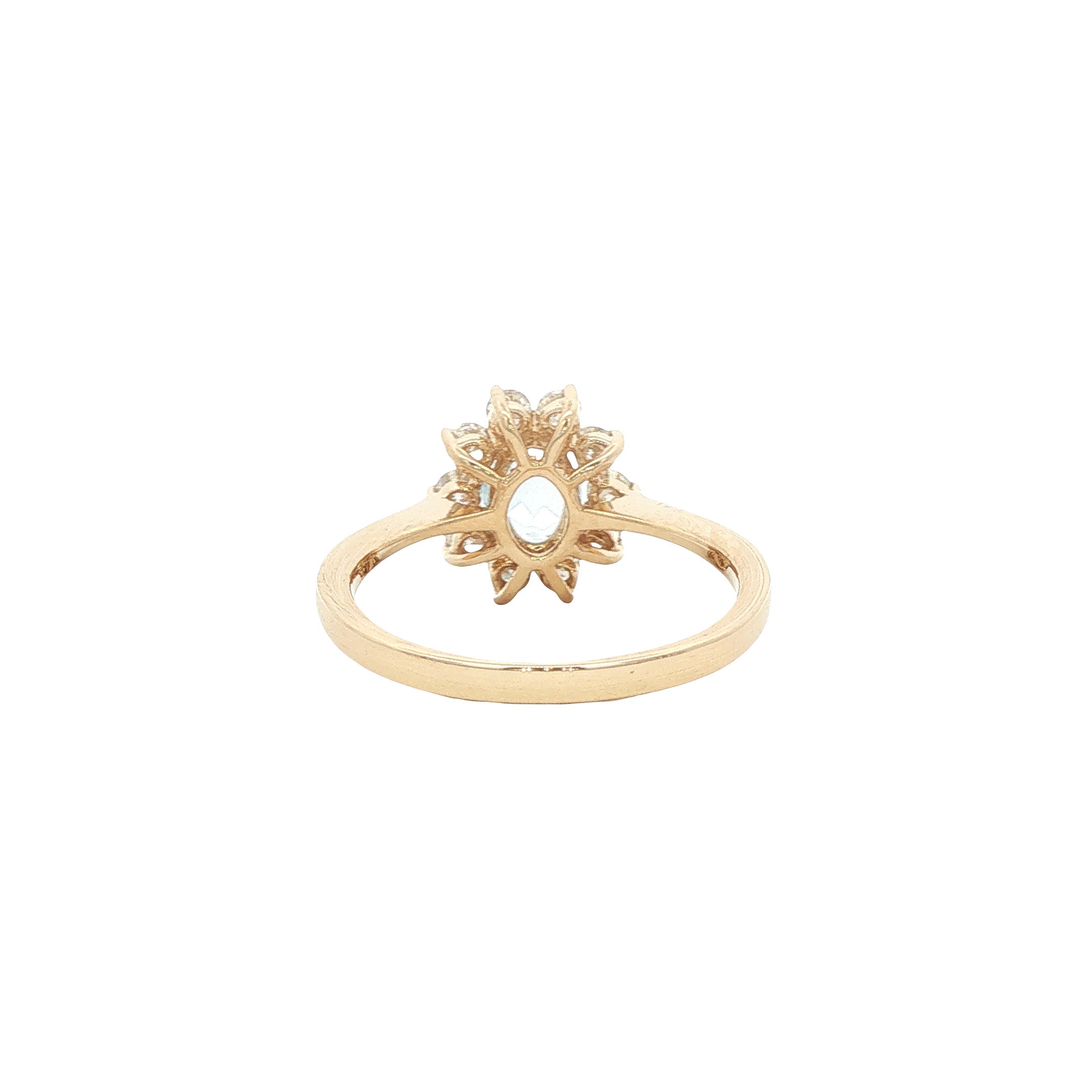 Gouden vintage ring met topaas en diamant 14 kt