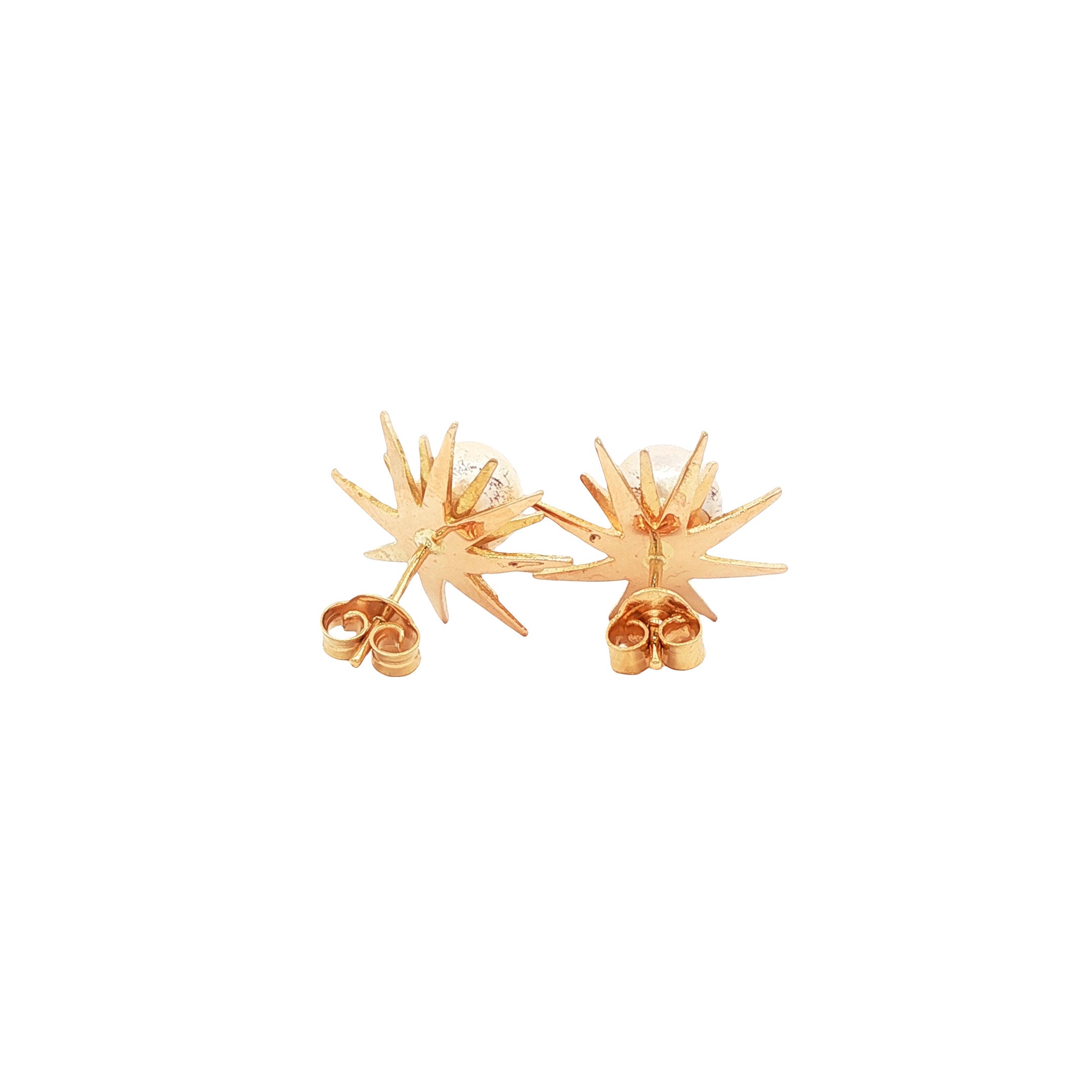 Gouden vintage oorstekers met parel 18 kt
