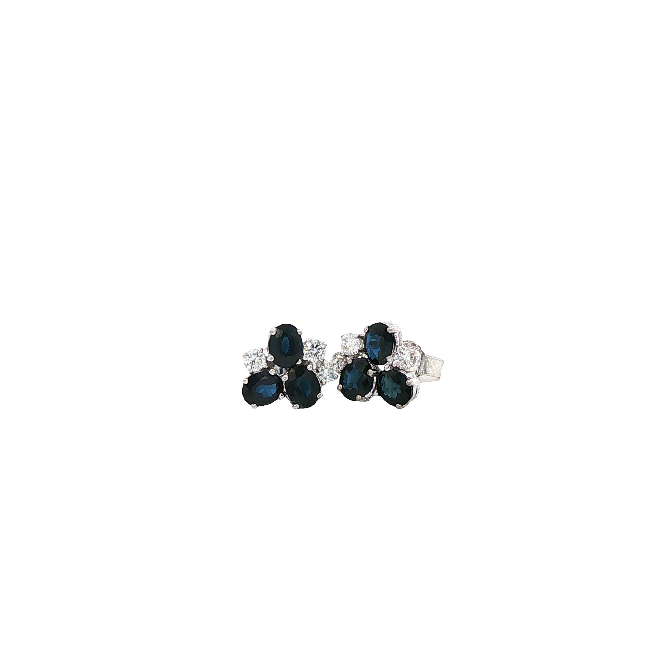 Witgouden vintage oorstekers met saffier en diamant 18 kt