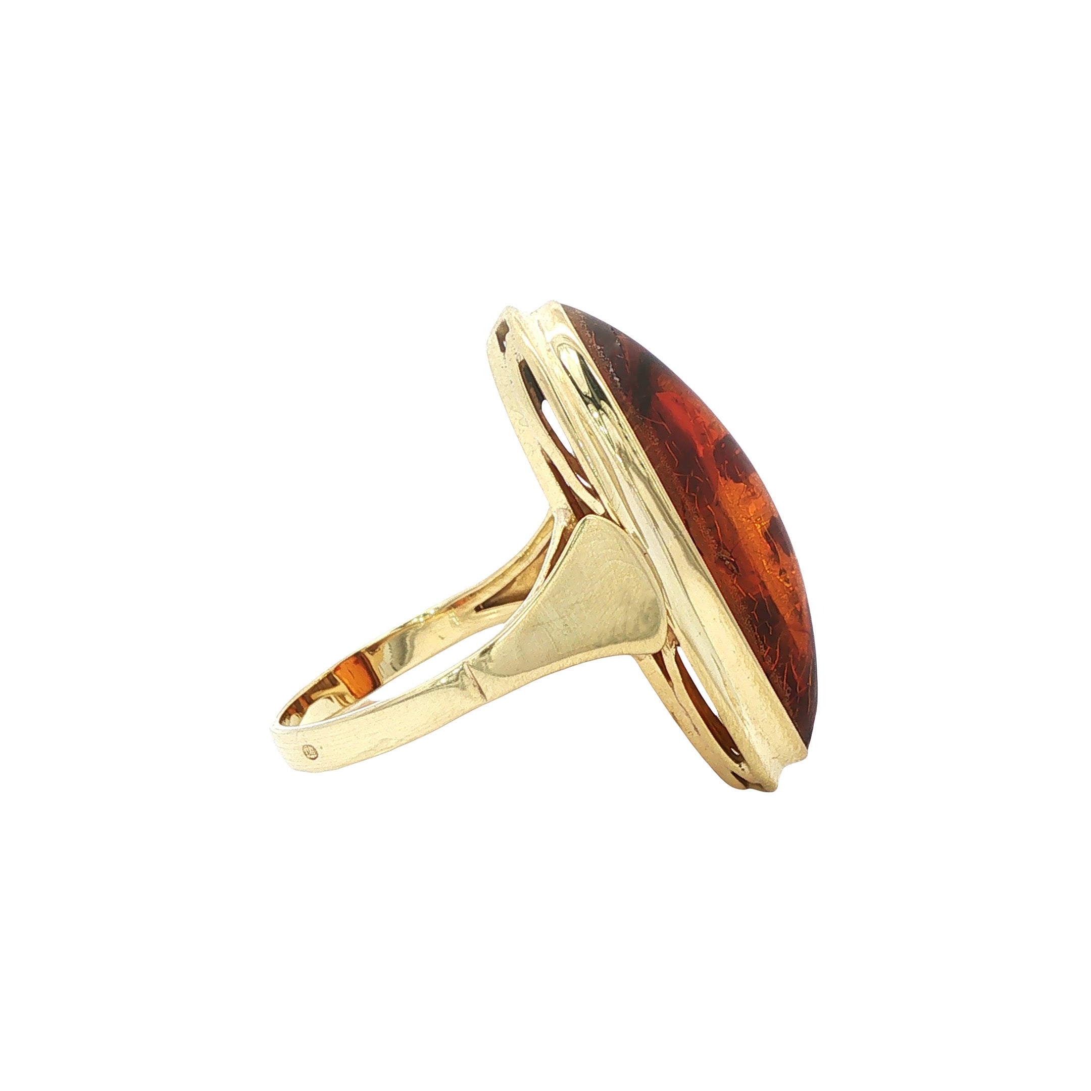 Gouden vintage ring met amber 14 kt