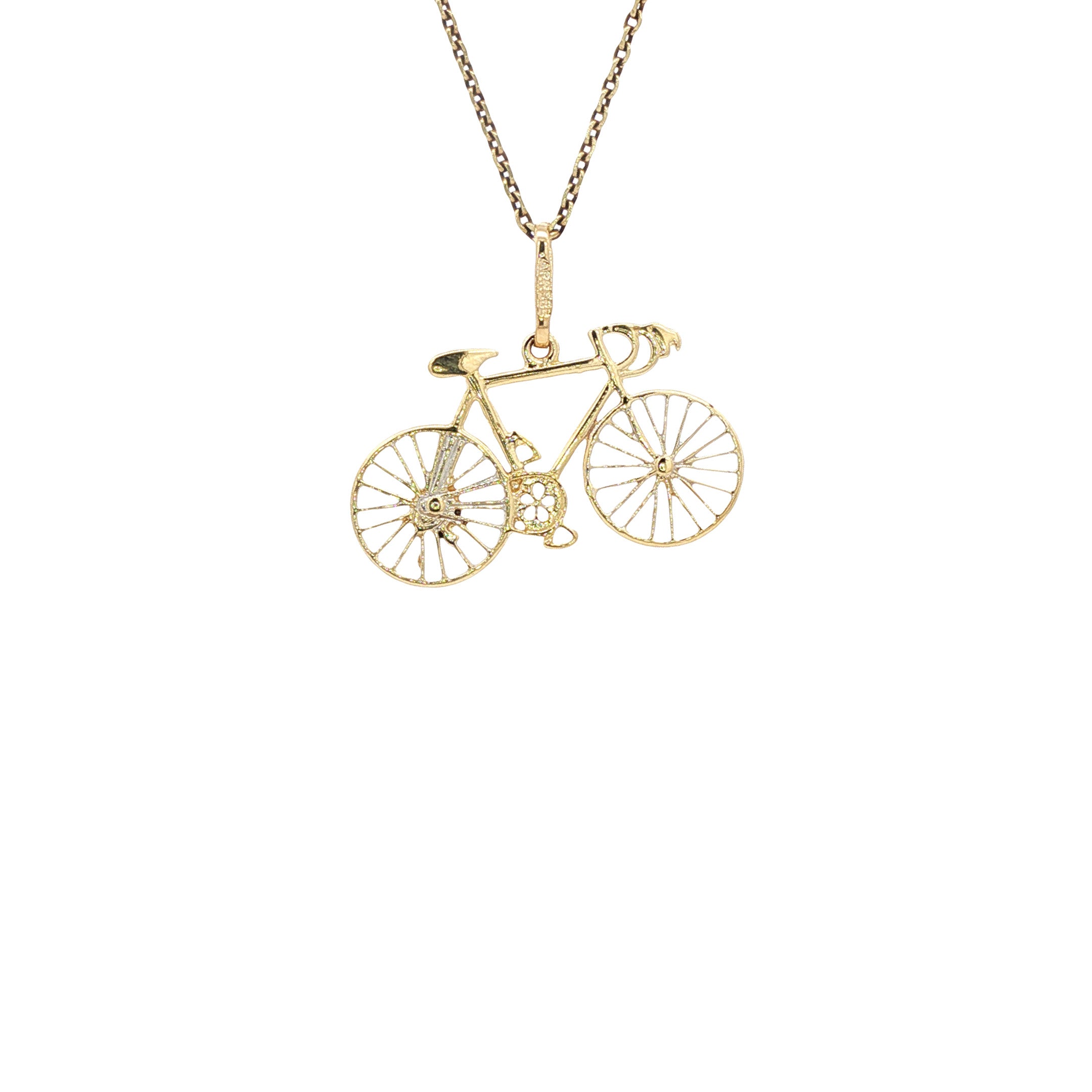 Gouden vintage fiets hanger 14 kt