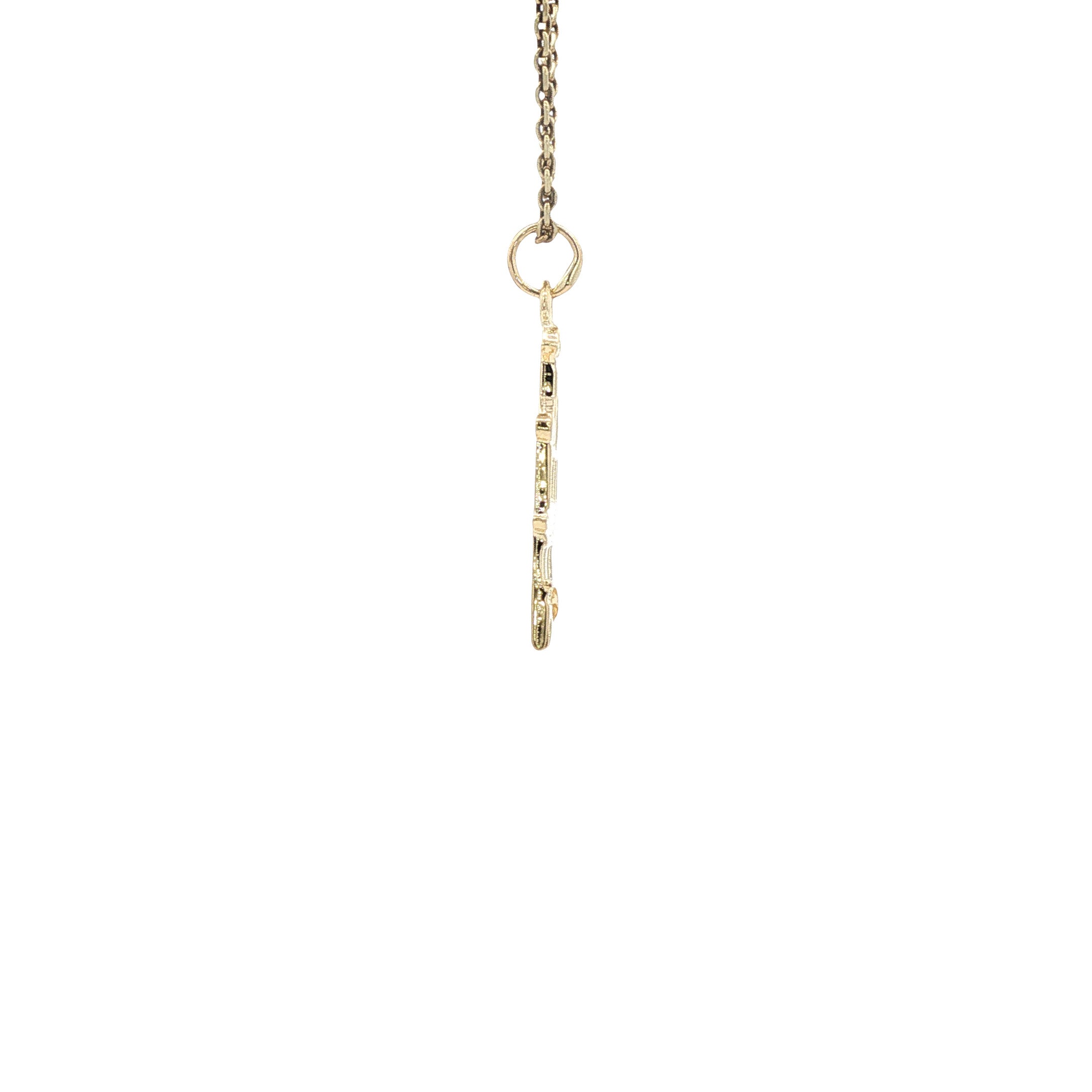 Golden vintage canal house pendant, 14 kt
