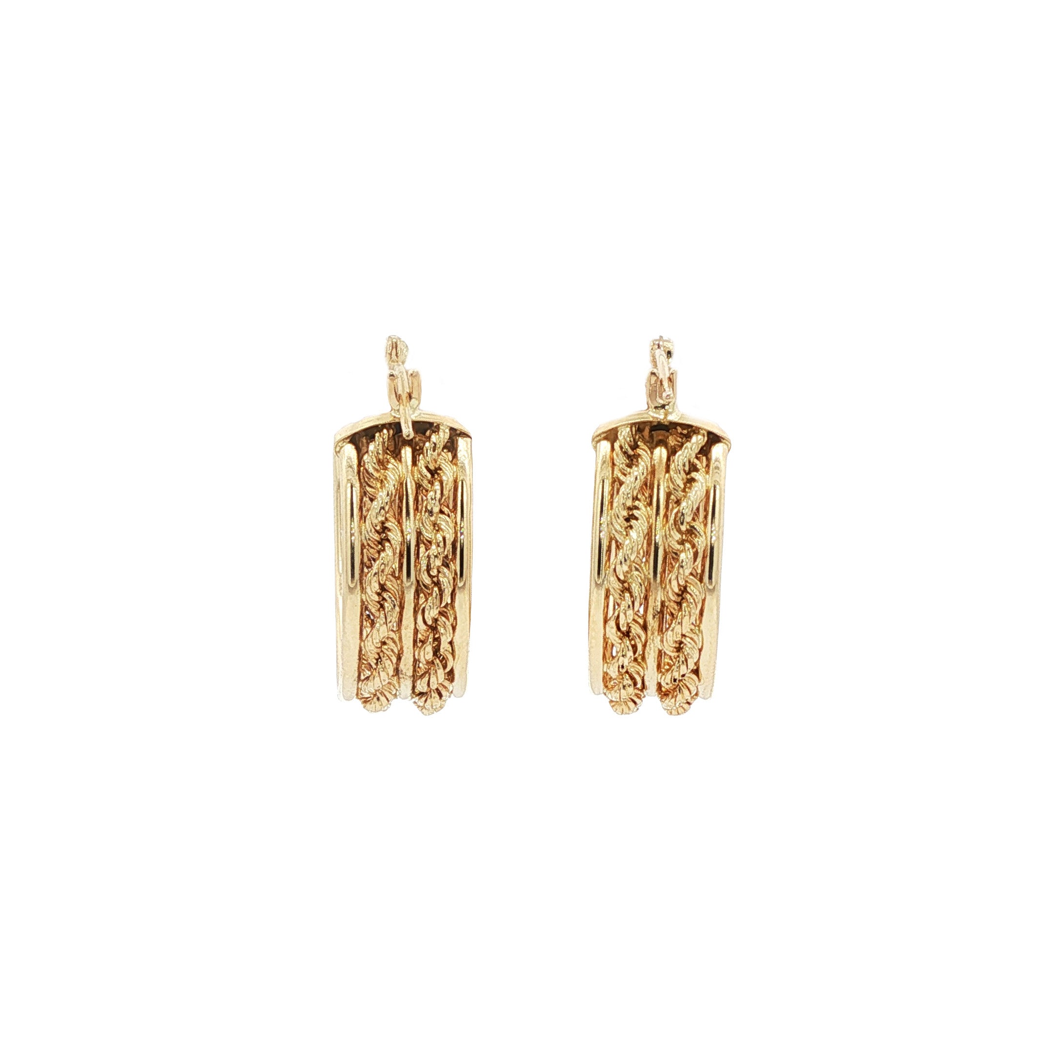 Vintage gold fantasy hoop earrings 14 kt