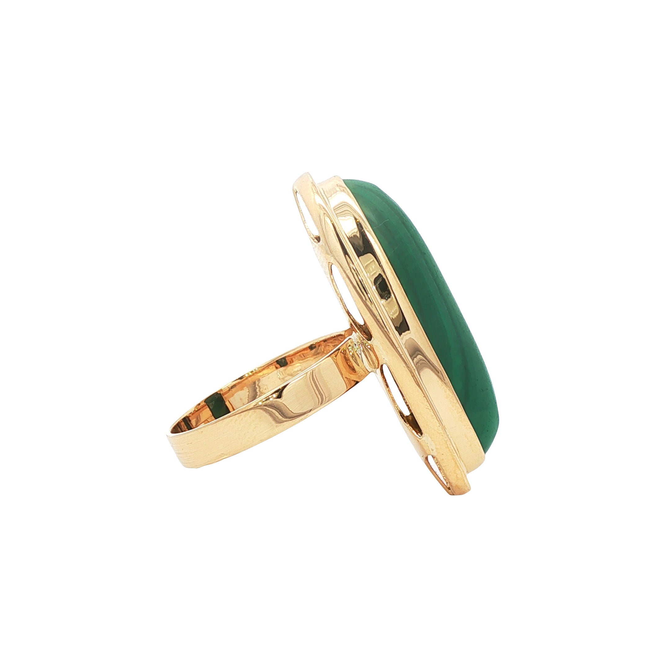 Gouden vintage ring met malachiet 14 kt