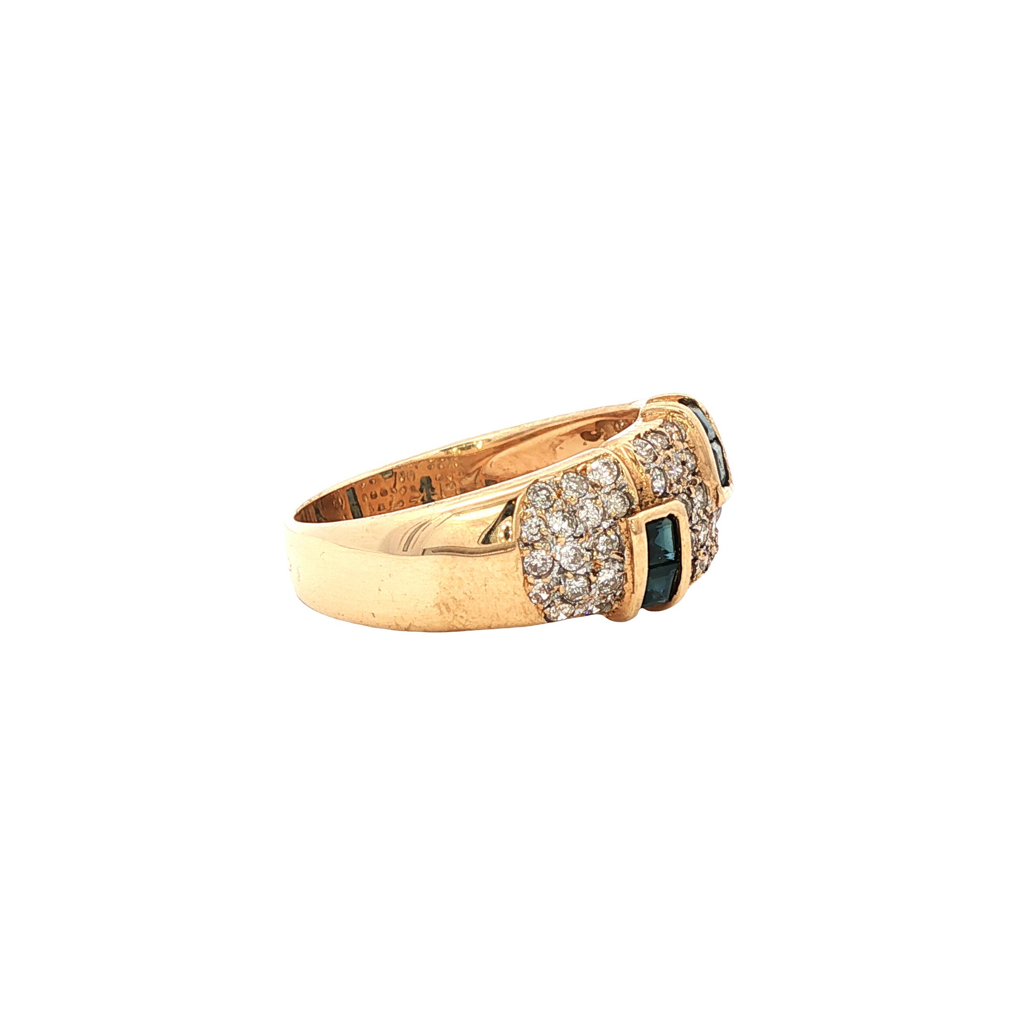 Gouden vintage ring met saffier en diamant 18 kt