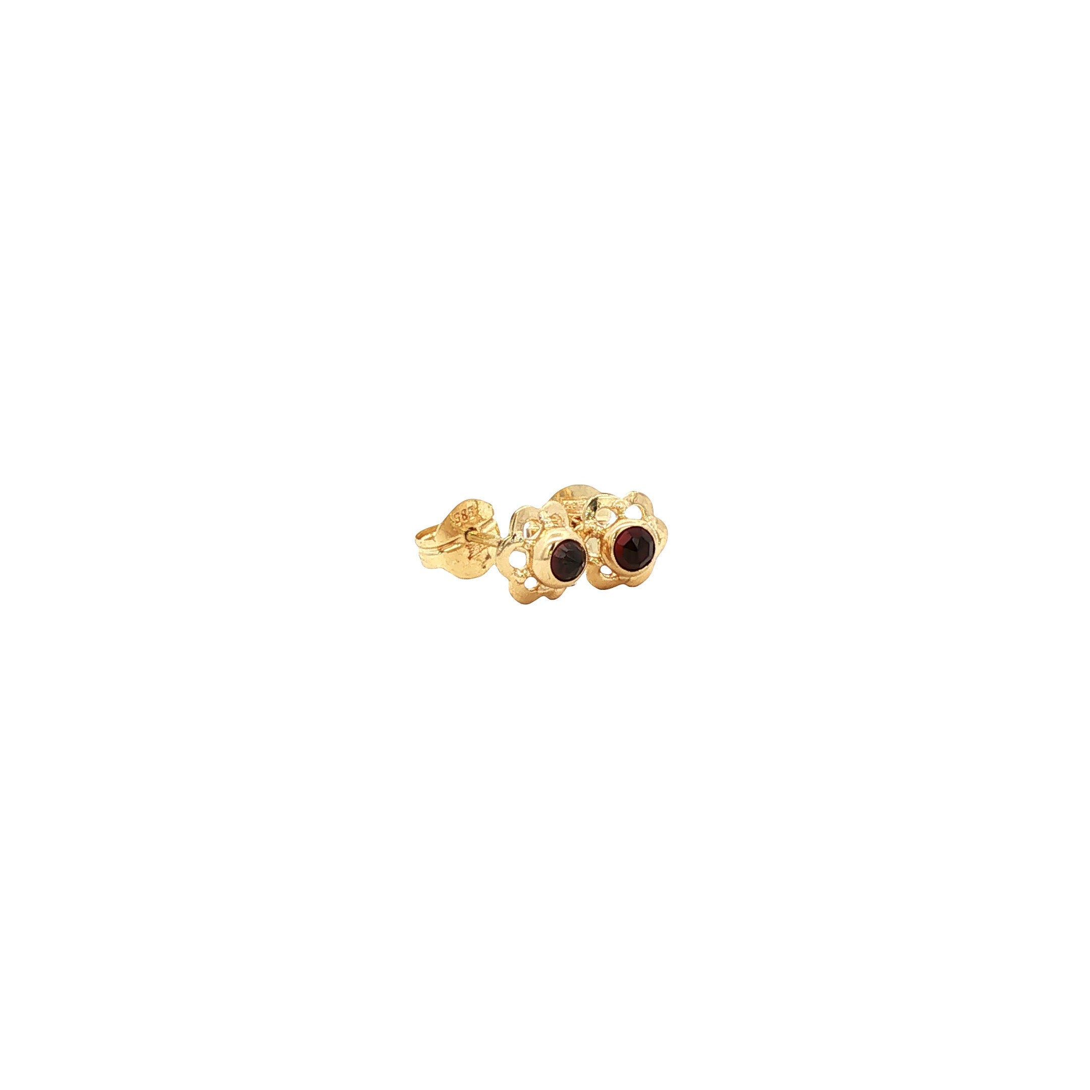Gouden vintage oorstekers met granaat 14 kt