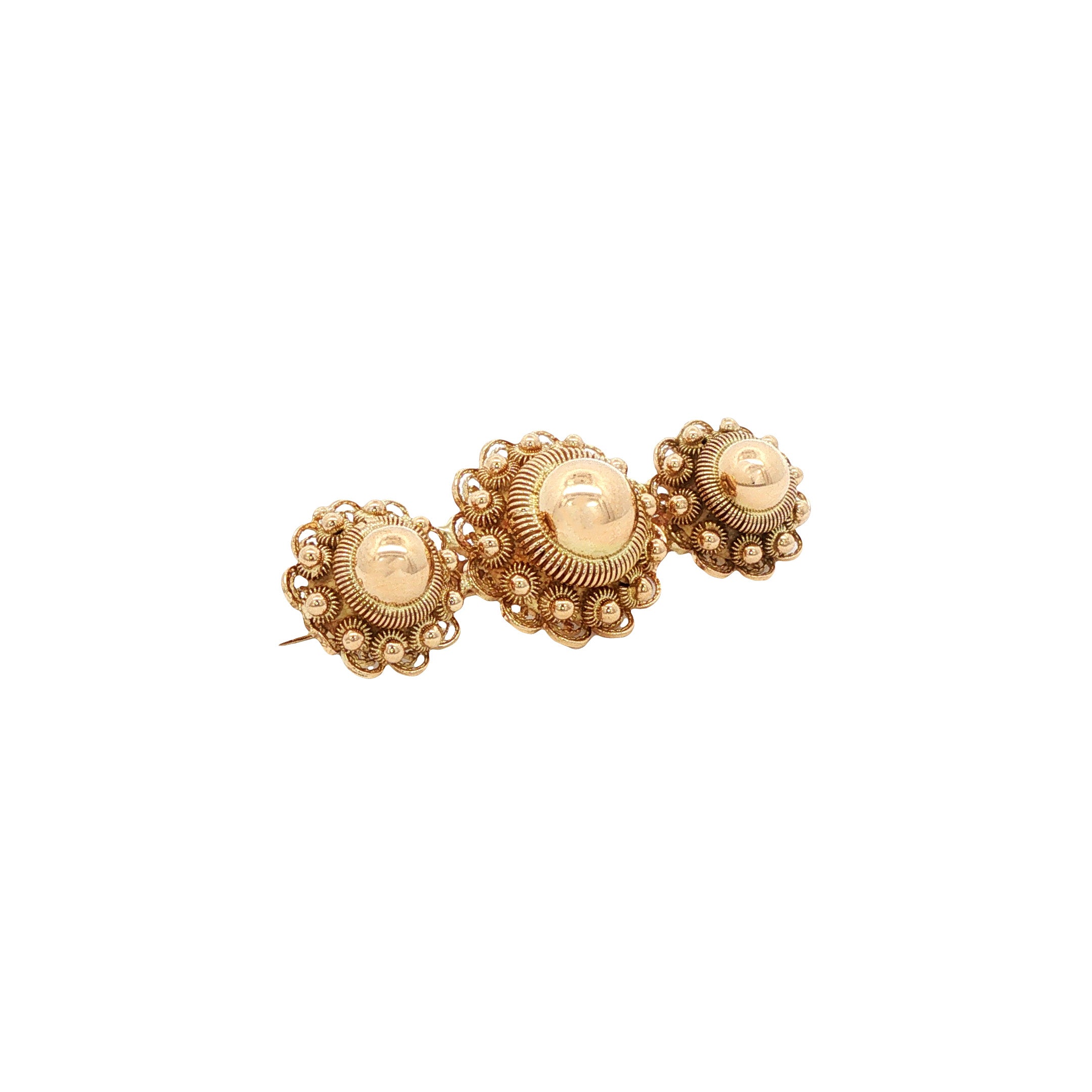 Gouden vintage Zeeuwse knop broche 14 kt