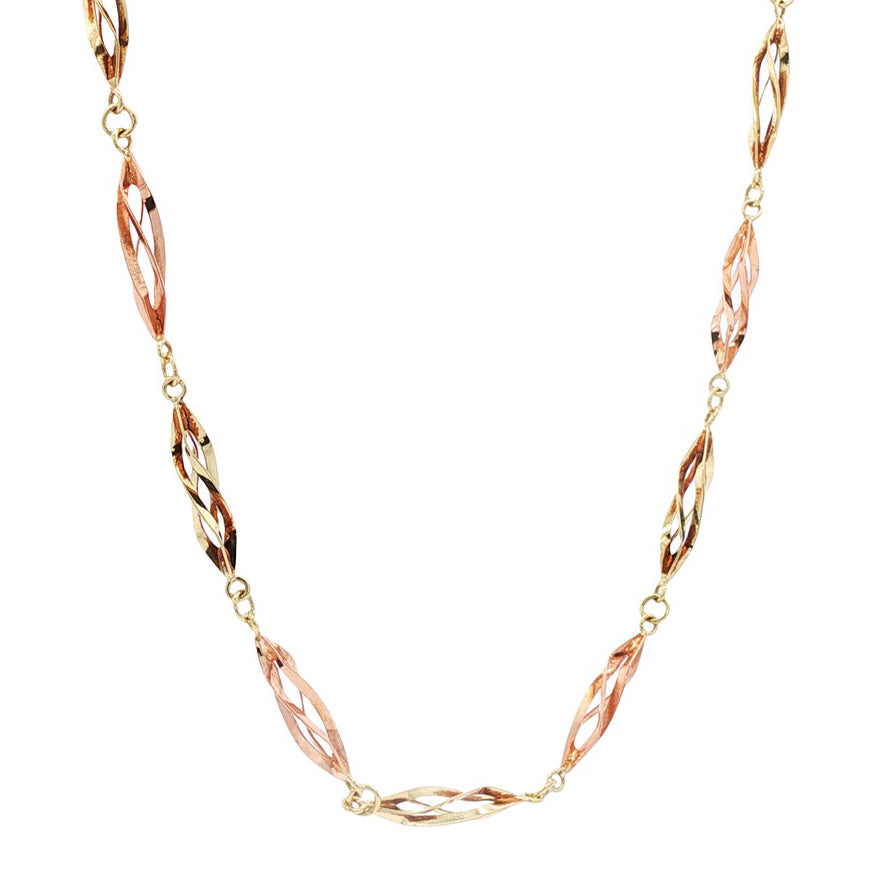 Bicolour gold vintage fantasy necklace 14 kt