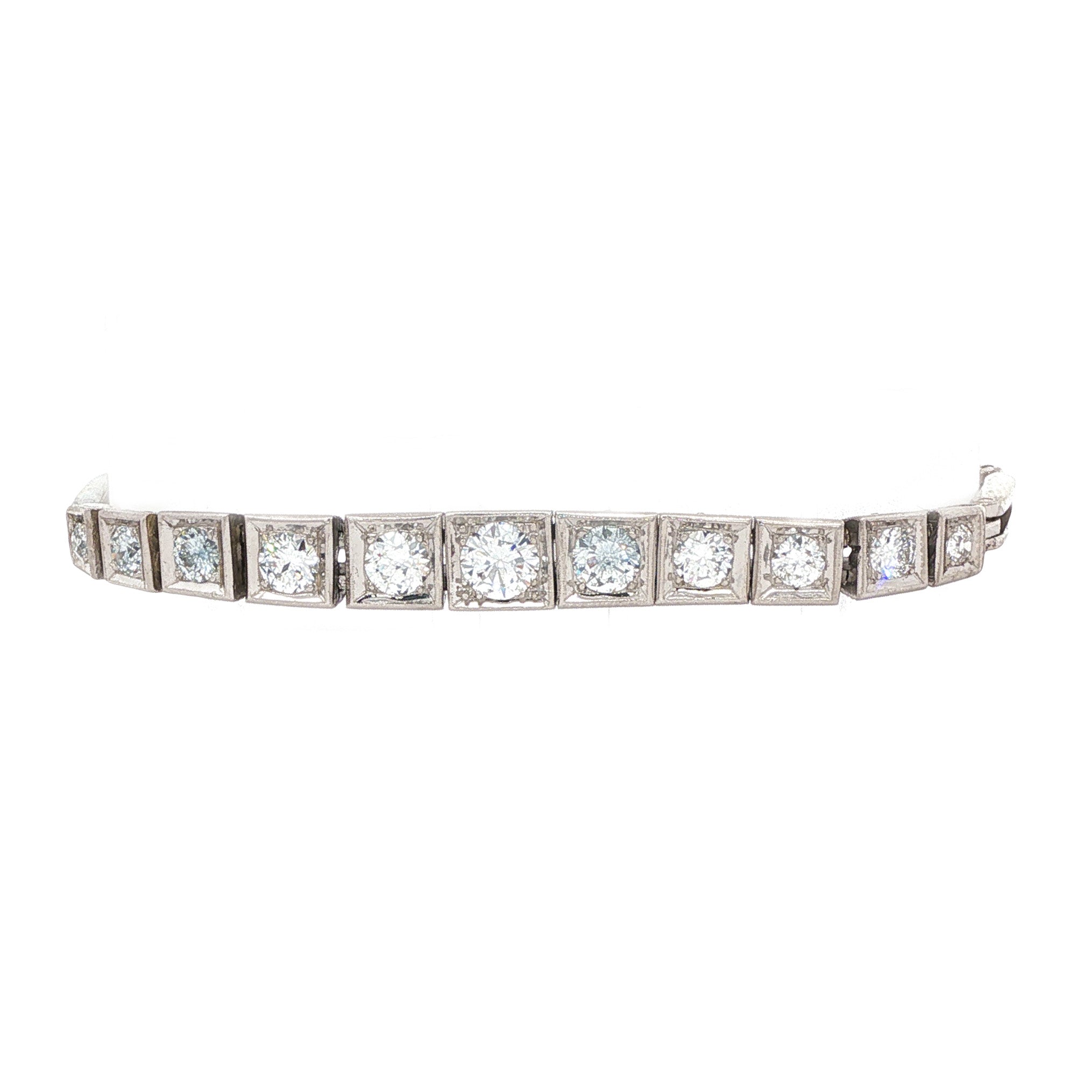 Vintage 12 kt white gold bracelet with diamond