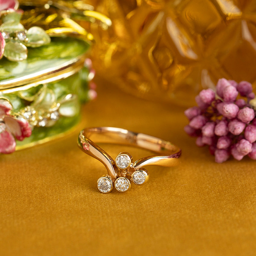 Roségouden vintage ring met diamant 14 kt