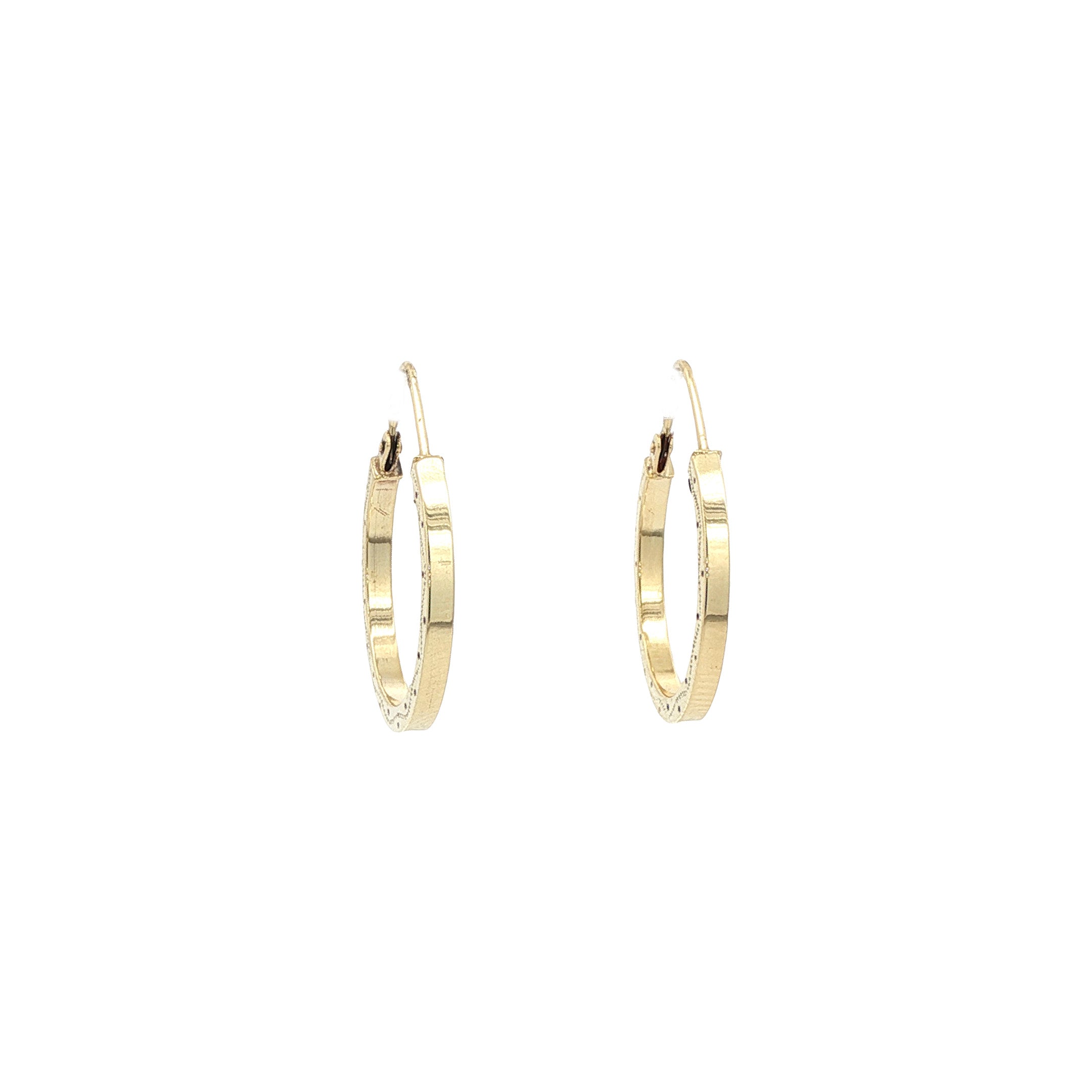 14 kt gold vintage fantasy hoop earrings