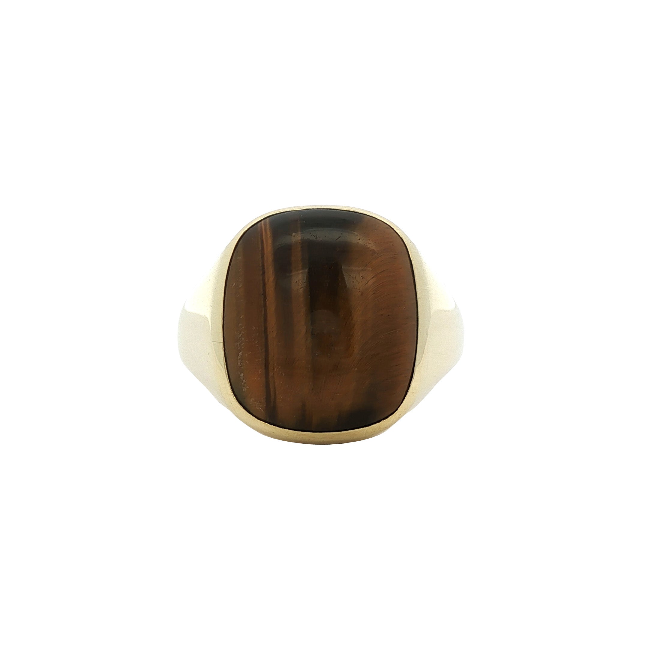 Vintage 14 kt gold signet ring with tiger's eye