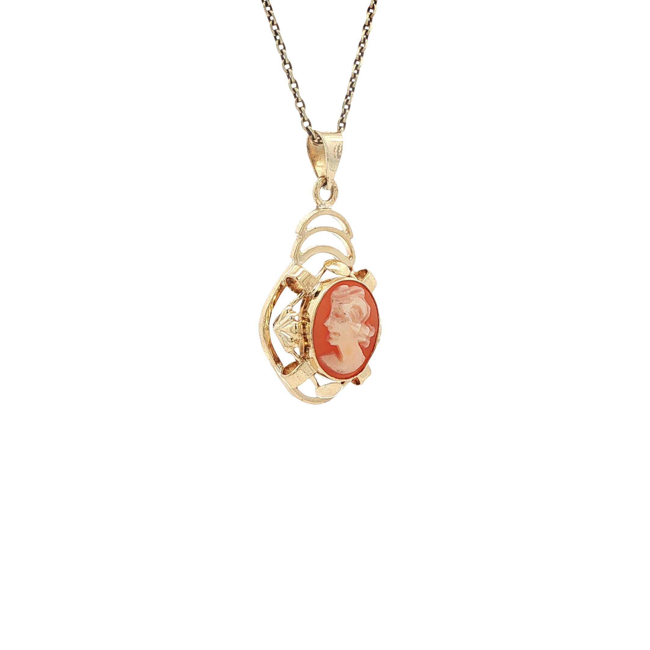 Gold vintage pendant with cameo, 14 kt