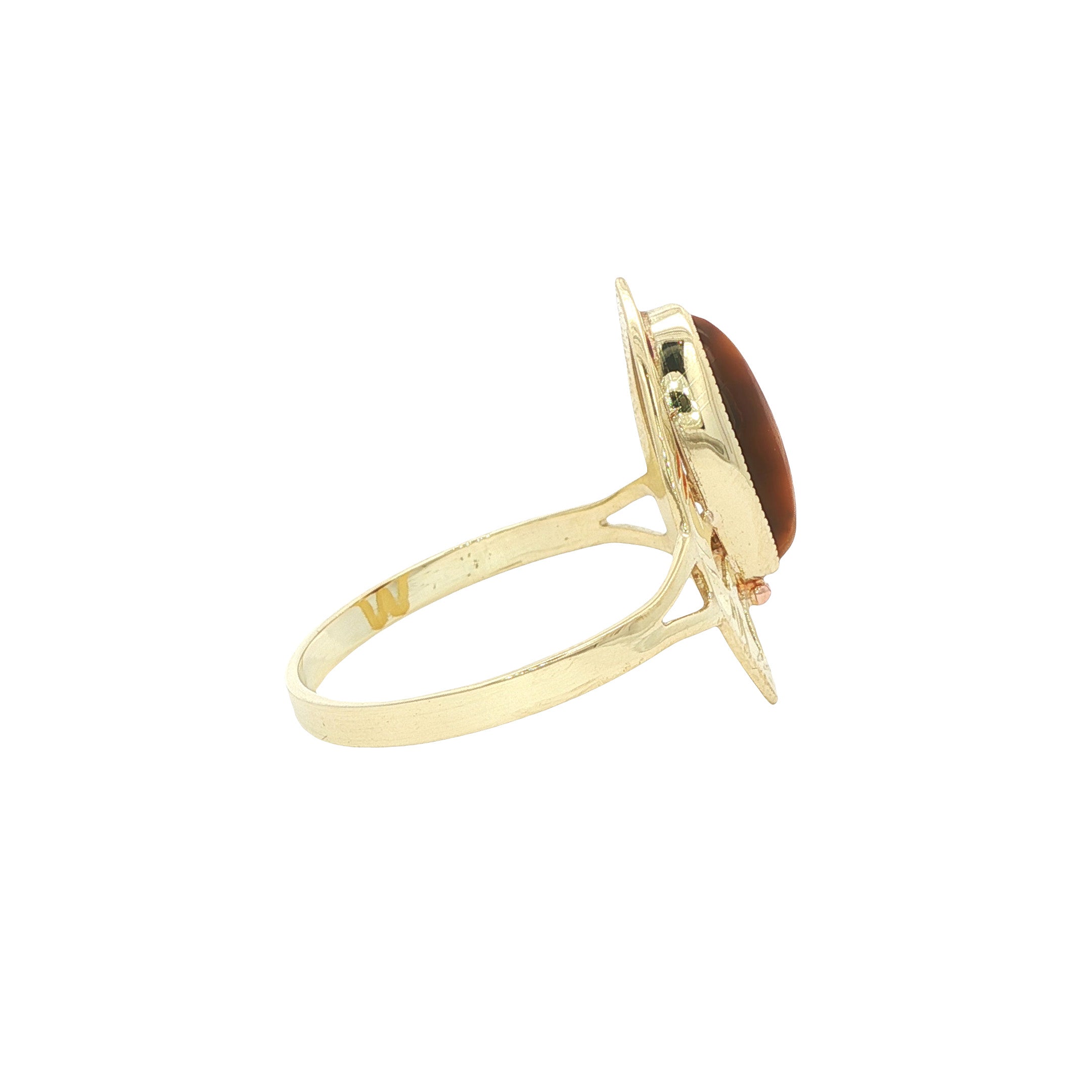 Vintage gold ring with tiger's eye, 14 kt