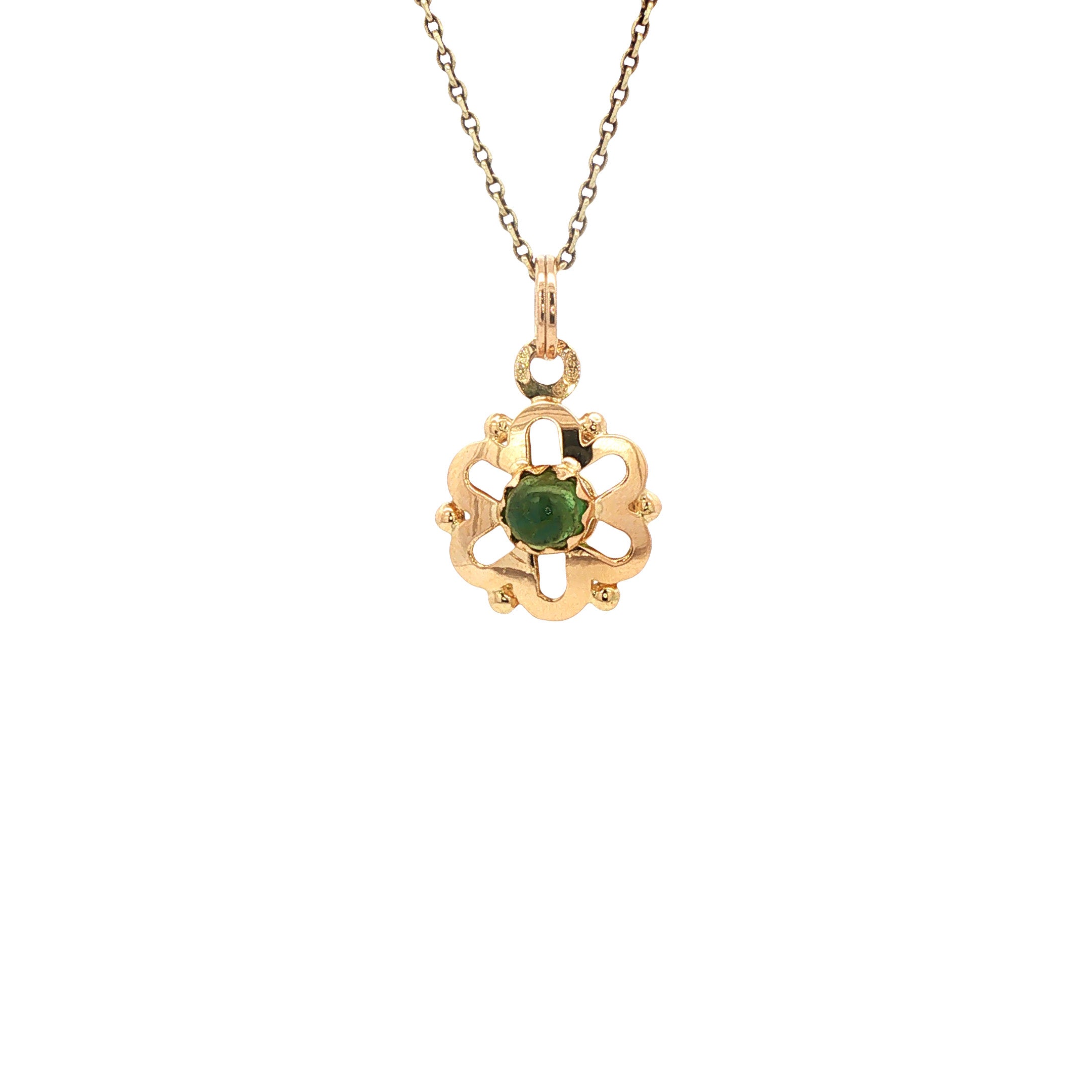 Vintage gold pendant with tourmaline, 18 kt